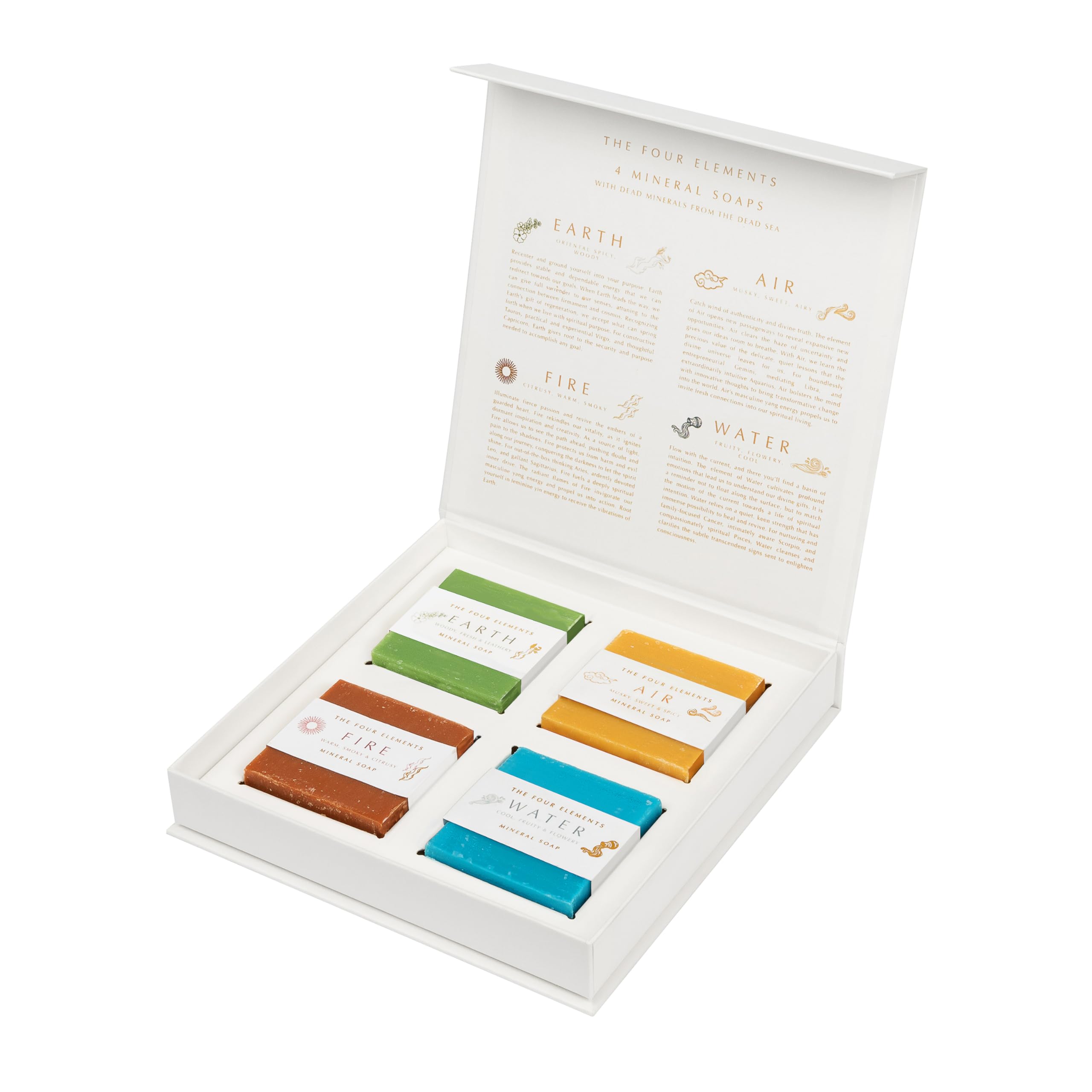 KARMA AND LUCKAura Clarity - Four Elements Soap Set, Air, Water, Fire, and Earth Fragrances. Handmade in Israel,4" x 2.5" Square Soaps