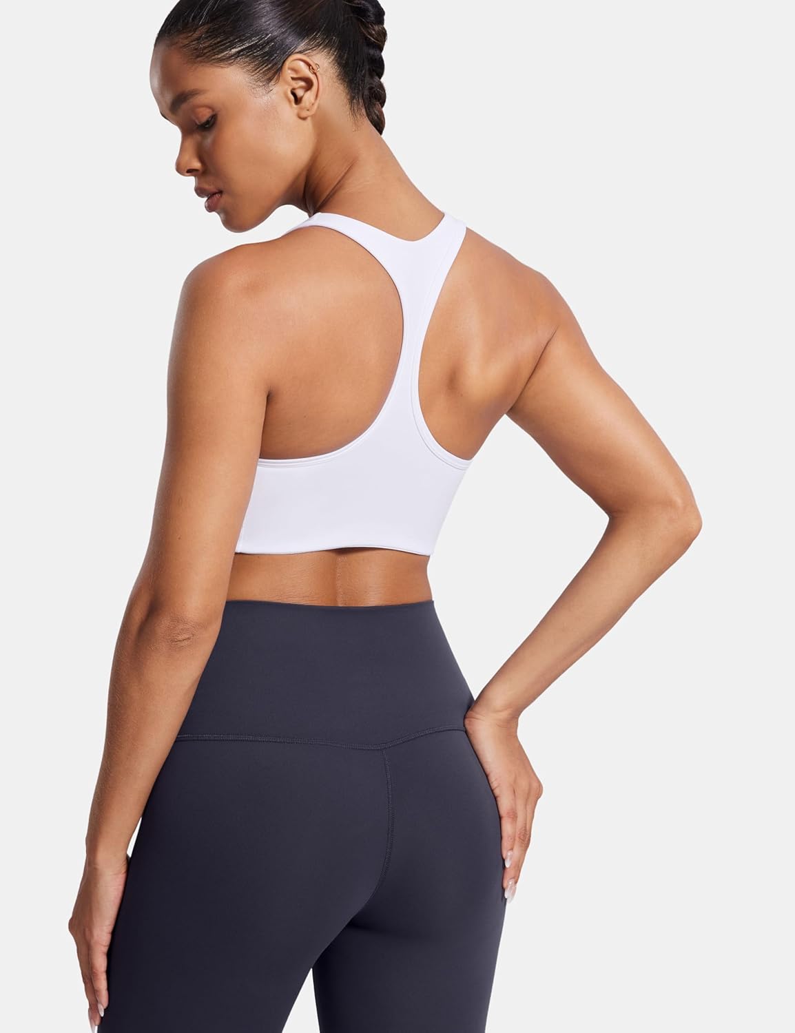 SYROKAN Sports Bras for Women Narrow Racerback Built-in Contour Cup Padded Medium Impact Training Yoga Bra - Image 4