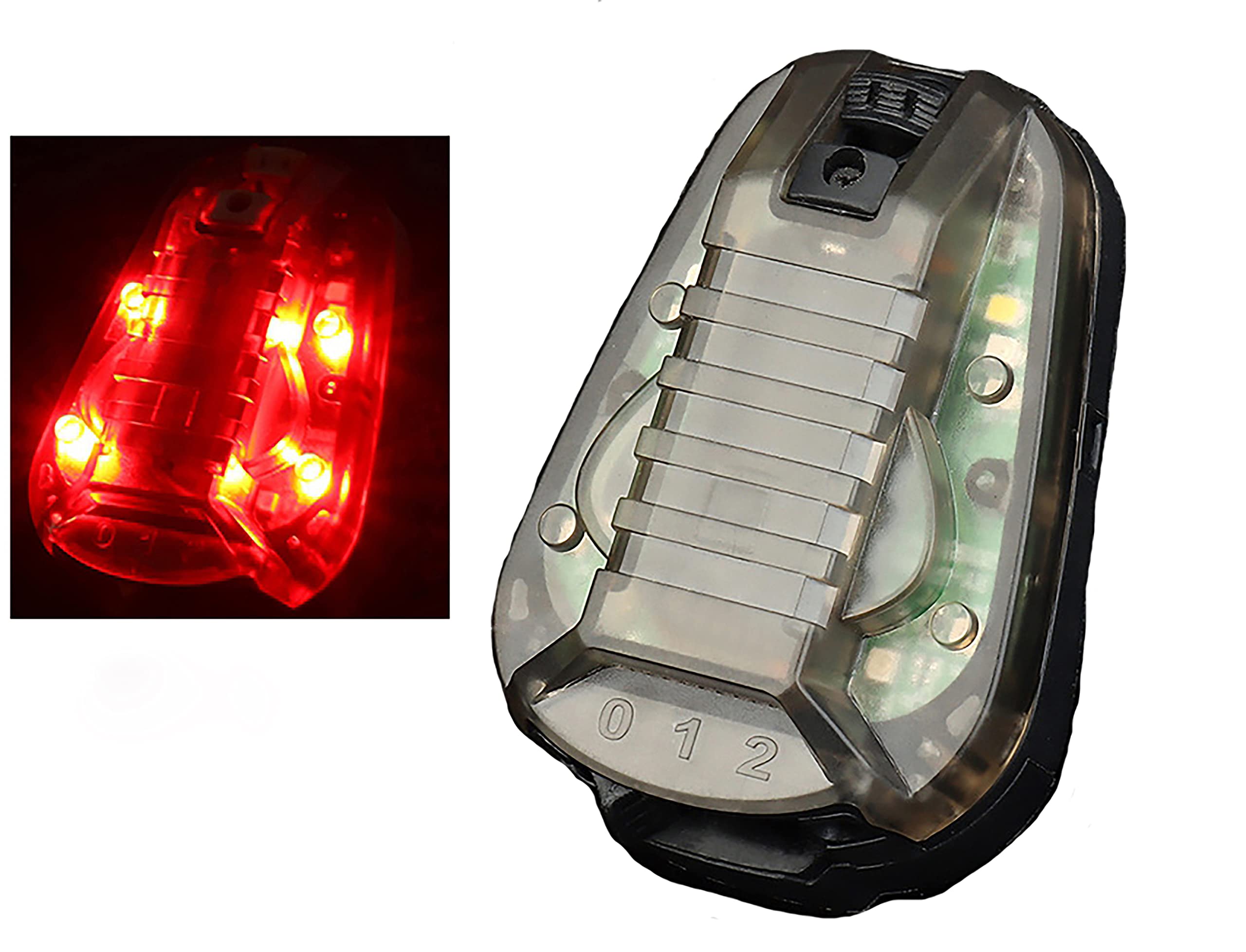 WISEONUS Waterproof Tactical Helmet Lights, Airsoft Helmet Accessories, Strobe Signal Light, LED Hunting Lamp (Black, Red Light)