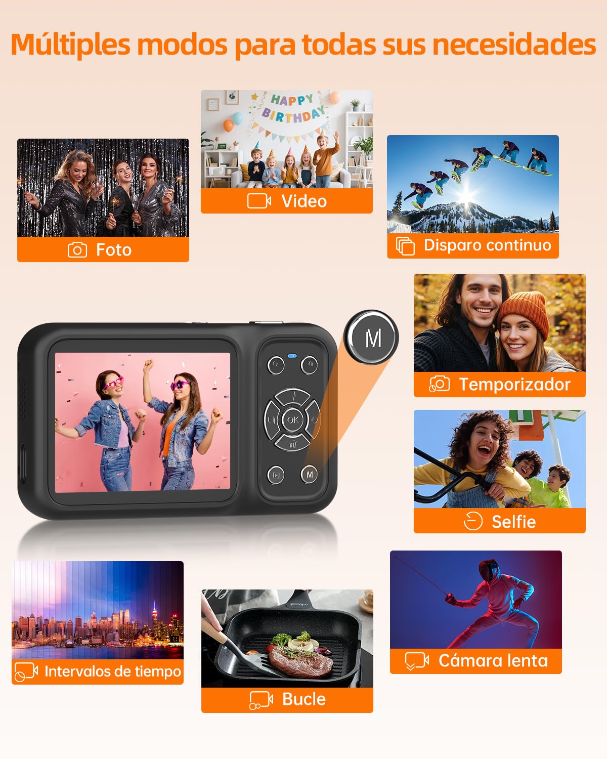 Camara Digital 4K 64MP Rollei Compactline 64 Dual Screen Zoom Digital 18X | Cámara de Fotos Compacta con Pantalla Dual Cámara Vlog Fotográfica Portátil para Selfie Niños Principiante Negro