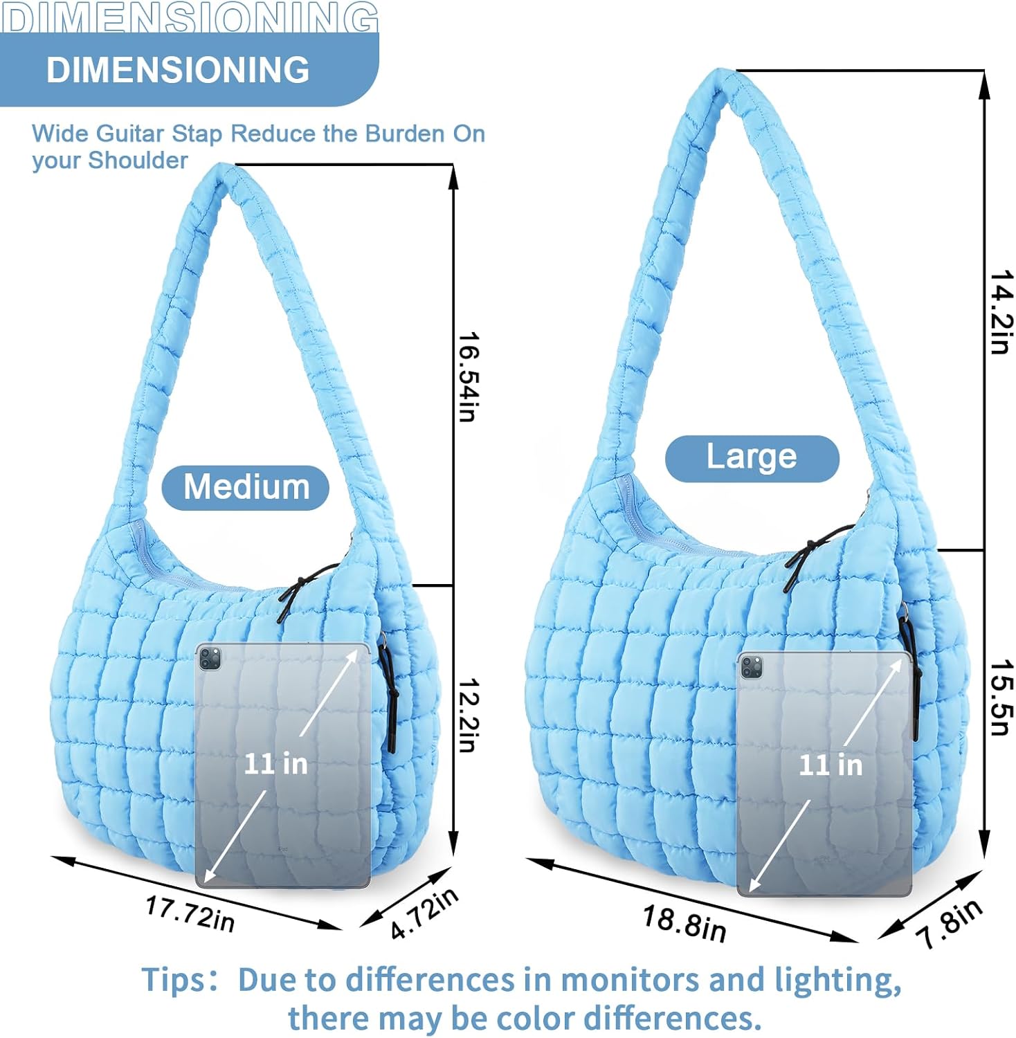 Quilted Puffer Tote Bag Purse Puffy Crossbody Shoulder Bag,Lightweight Nylon Hobo Bag Puffer Carryall Bag for Women Girl