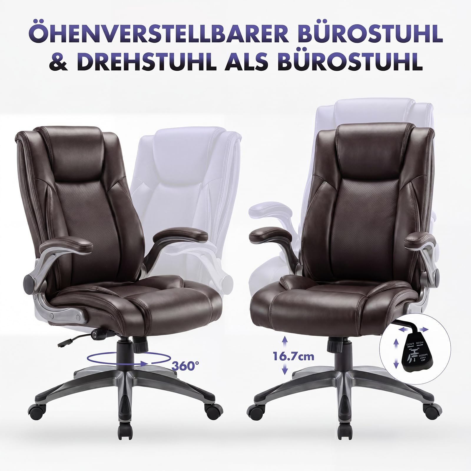 COLAMY Bürostuhl Ergonomisch, Chefsessel mit Hoher Rückenlehne, Ergonomischer 360° Drehstuhl für Büro… – Ansicht 4