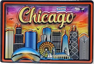 Chicago Illinois Skyline Dual Layer MDF Fridge Magnet 2.25" x 3.5"