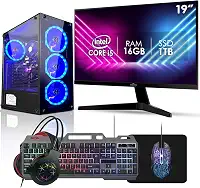 Computador Pc Gamer Completo RGB Intel Core i5 16GB SSD 1TB Kit Gamer Fonte 400W Monitor 19" Strong Tech