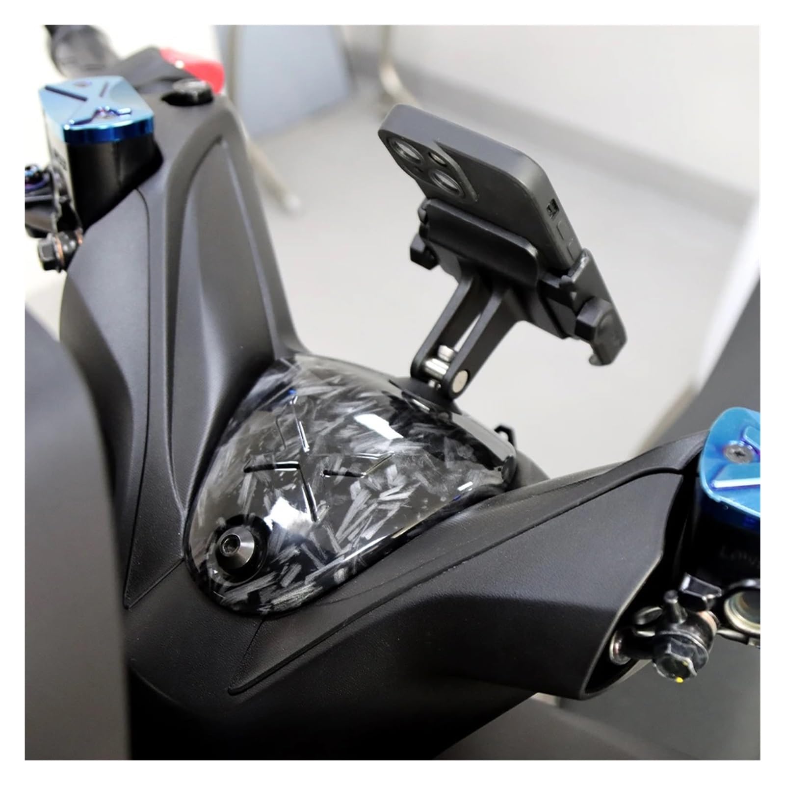 Kompatibel Mit Yamaha Tricity 300 Tricity300 2023 Carbon Fiber Rear Hugger Fender Lenker Obere Wasserhahnabdeckung Shell + Telefonhalter Tricity(1set Black)