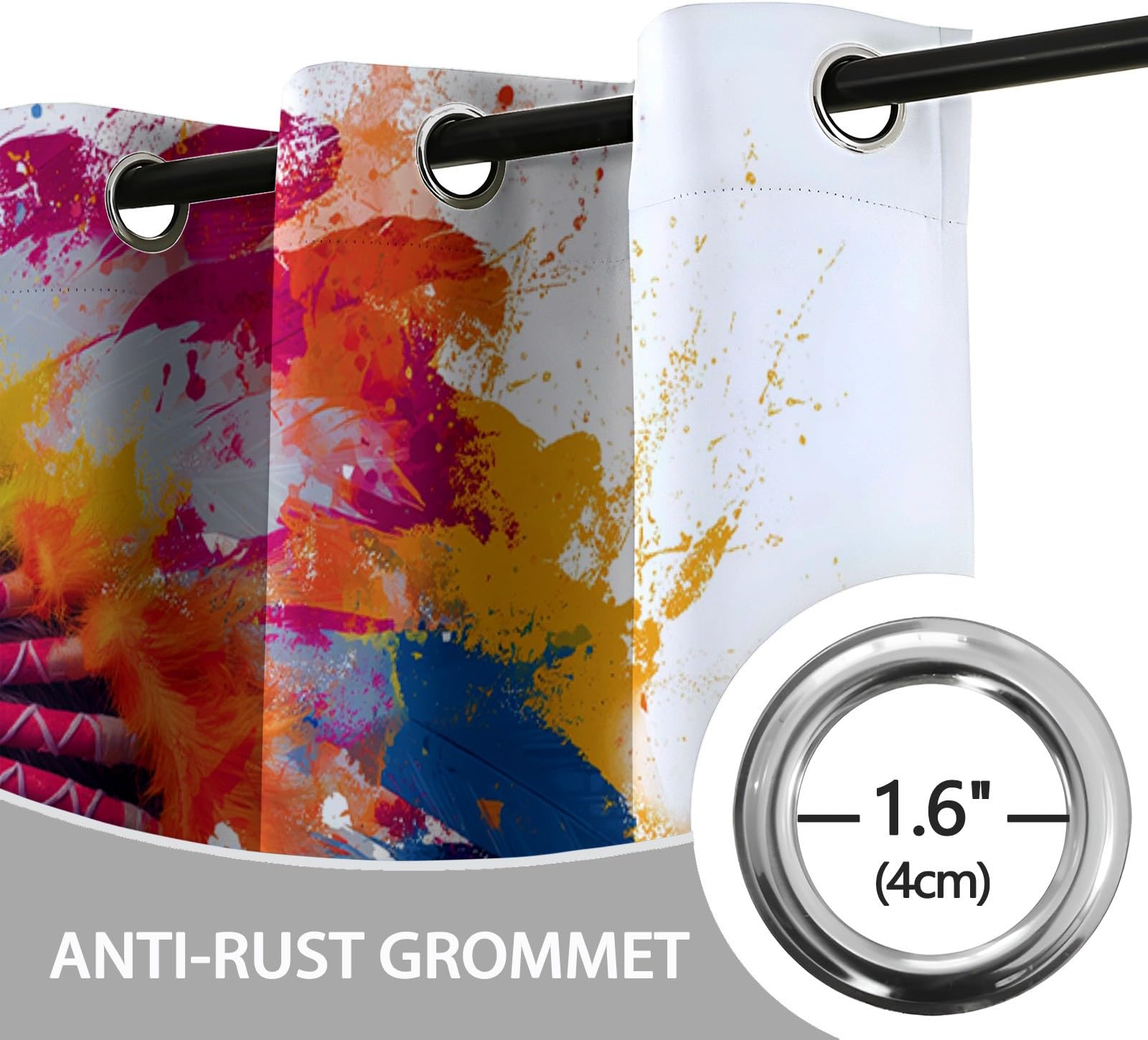 Generico Tende Interni Oscuranti Termiche Con Occhielli Boemia Set Di 2 - Tende Bella Donna Che Indossa Un Copricapo Di Piume Con Stampa Per Soggiorno Camera Da Letto, 140 X 260 Cm Multicolore
