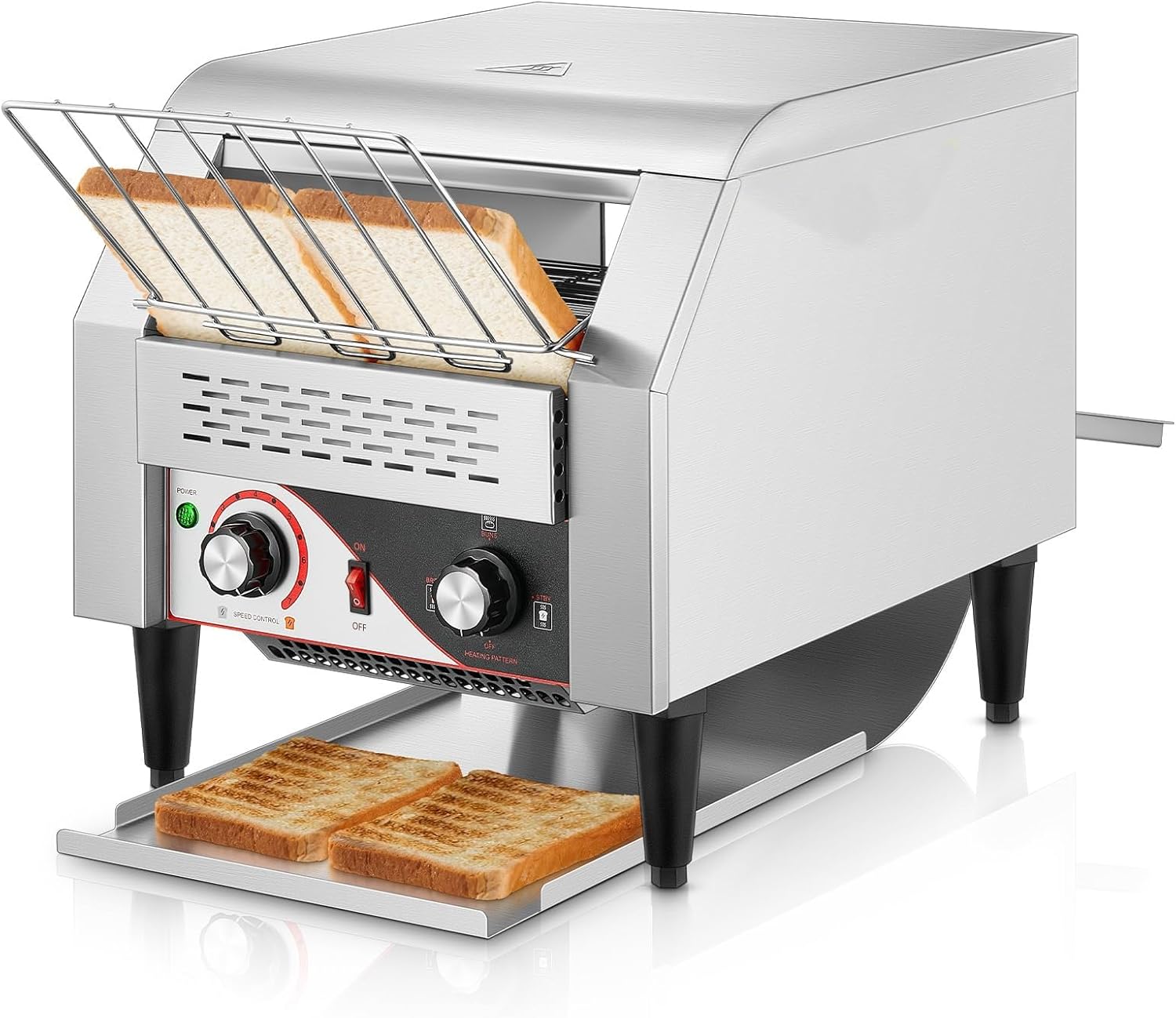 Commercial Conveyor Toaster, Industrial Countertop Rotating Toasters Oven,150/300/450 Slices/H, 7 Brownings Levels, 3 modes, Electric Restaurant for Bun Bagel Bread Bagels Waffles(150 Slices/H)