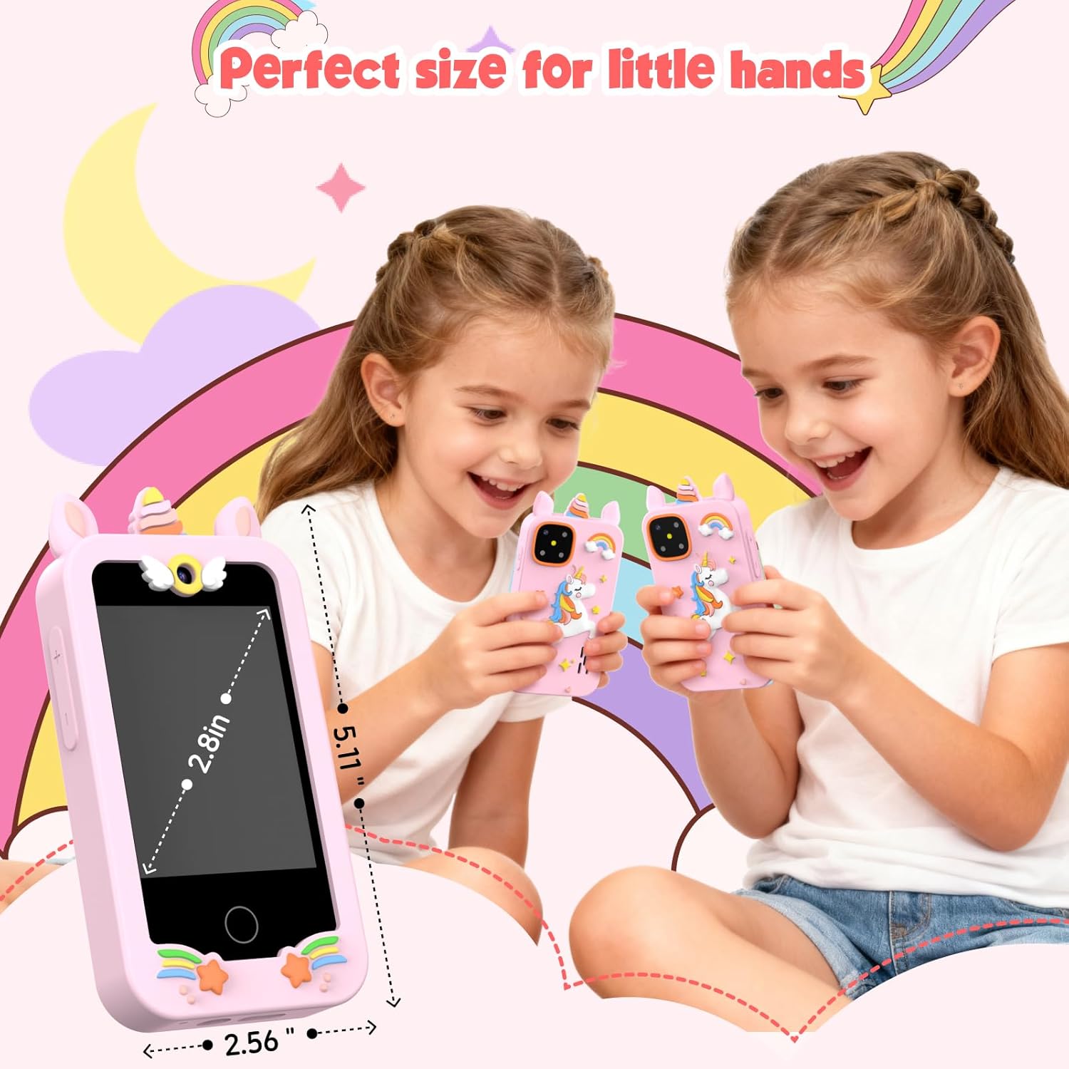 Kids Smart Phone for Girls, Christmas Birthday Gifts for Girls Age 3-10 Mini Toddler Cell Phone for Kids, Toddler Girl Learning Toy Phone with Dual Camera, Game, Music Player