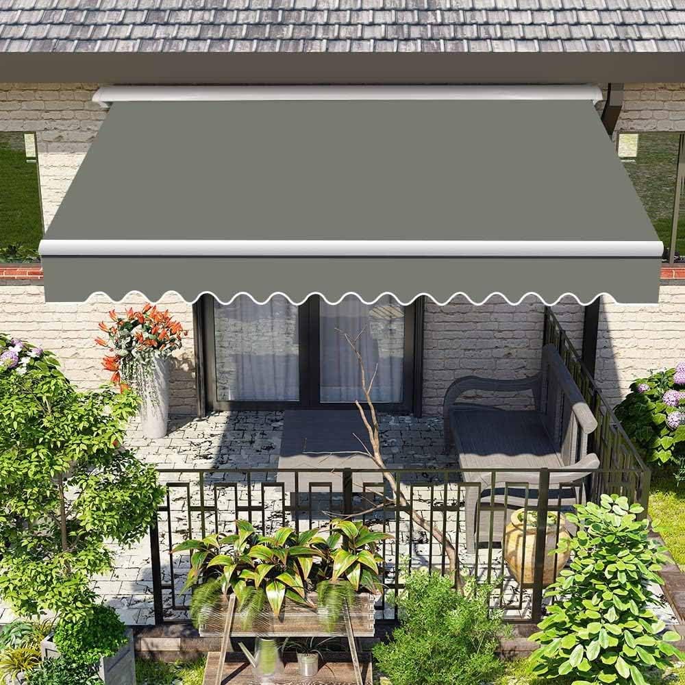 Awning Fabric Replacement Fabric,Waterproof Oxford clothRetractable Patio Canopy Cover with Valance Durable With Uv Protection for Awning Anthracite Yard Deck Balcony,002,(10x5ft) 3x1.5m