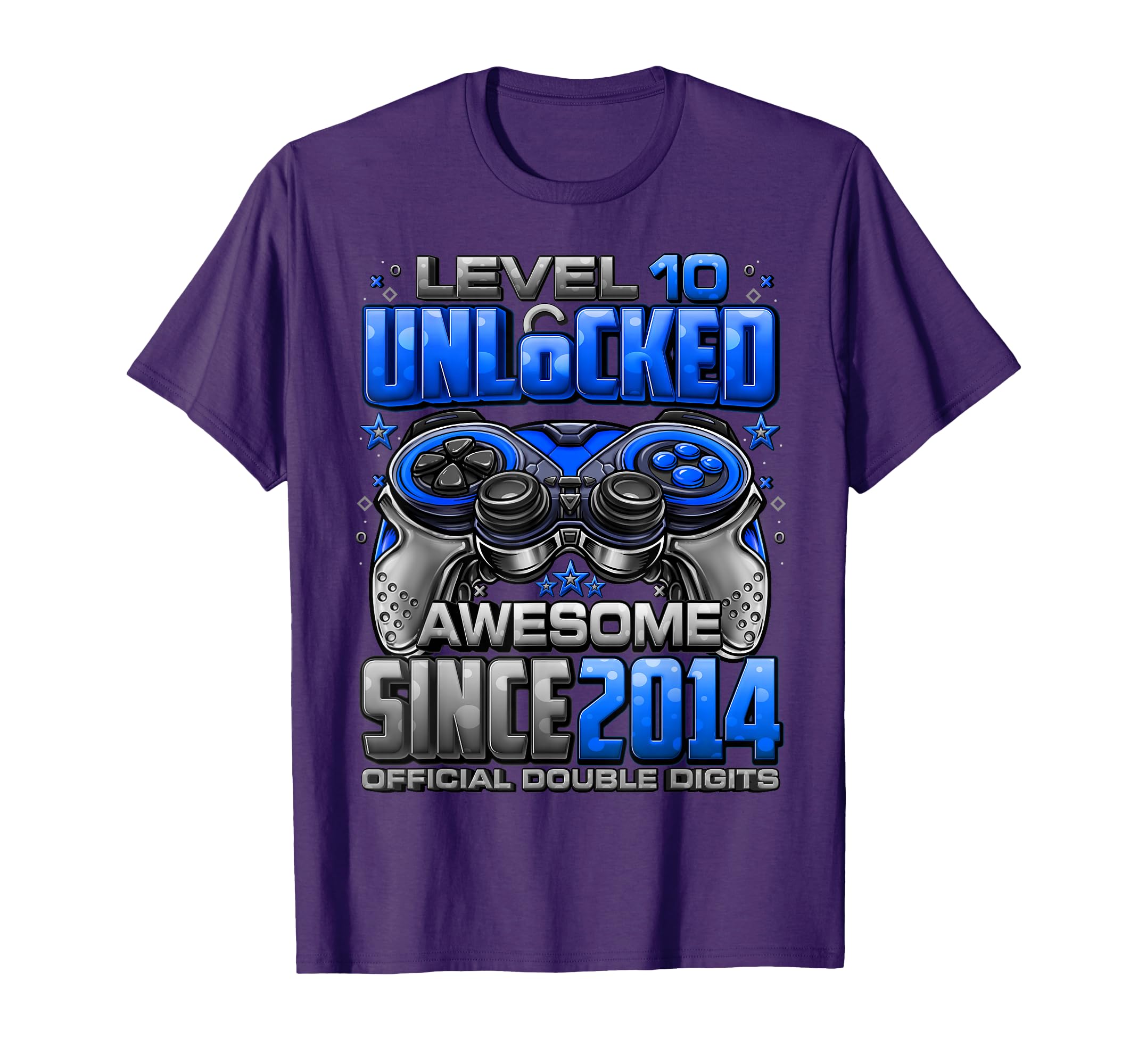Gamer Birthday Gifts For Everyone 2024 Level 10 Unlocked Awesome Since 2014 10th Birthday Gaming T-Shirt for Boys, Black, Small