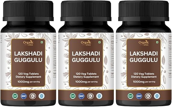 ORGANIC SPREE Lakshadi Guggulu 120 Tablets - 60 Days Supply - GMP, HACCP Certified - Supports Bone & Joint Health* - Pack of 3