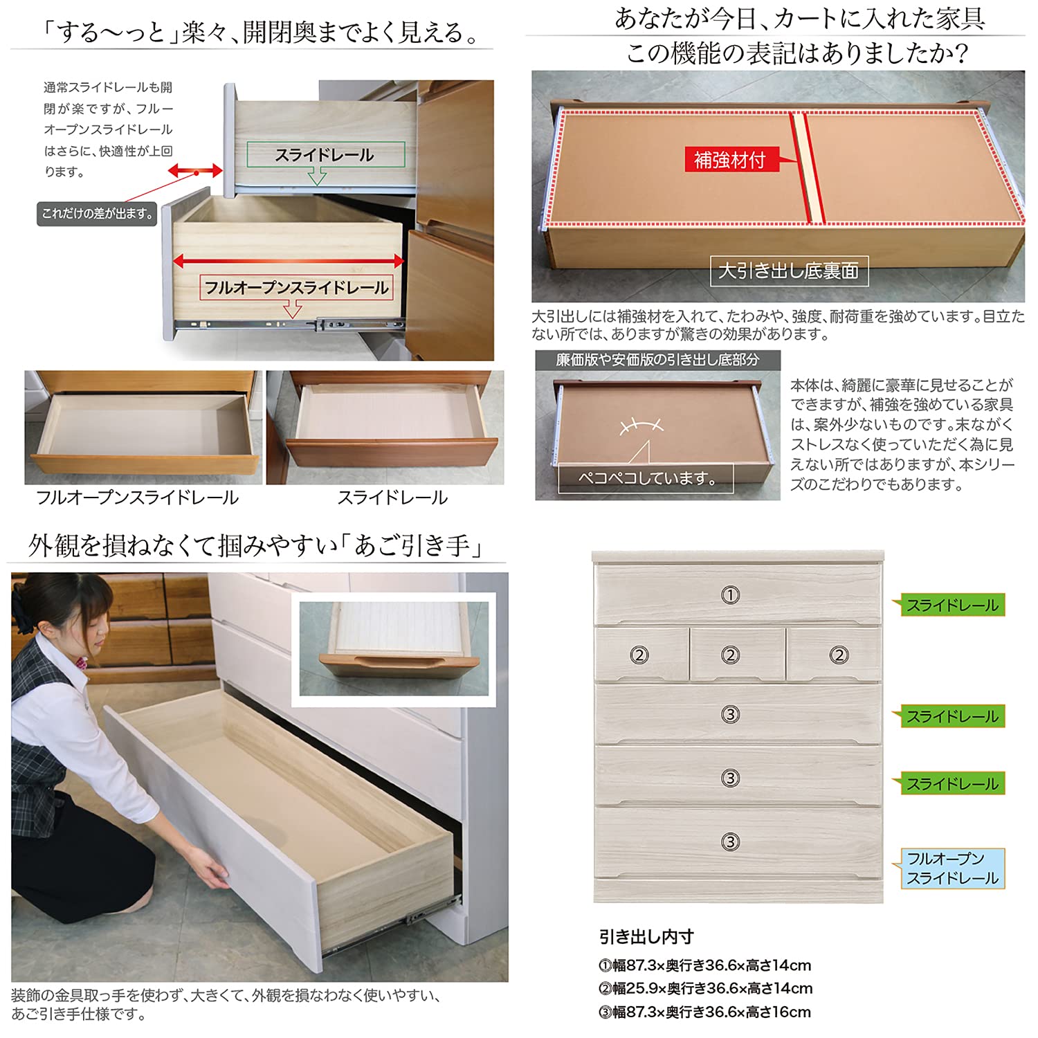 Amazon｜100-5 タンス チェスト ミドルチェスト 幅100 5段 たんす 整理 