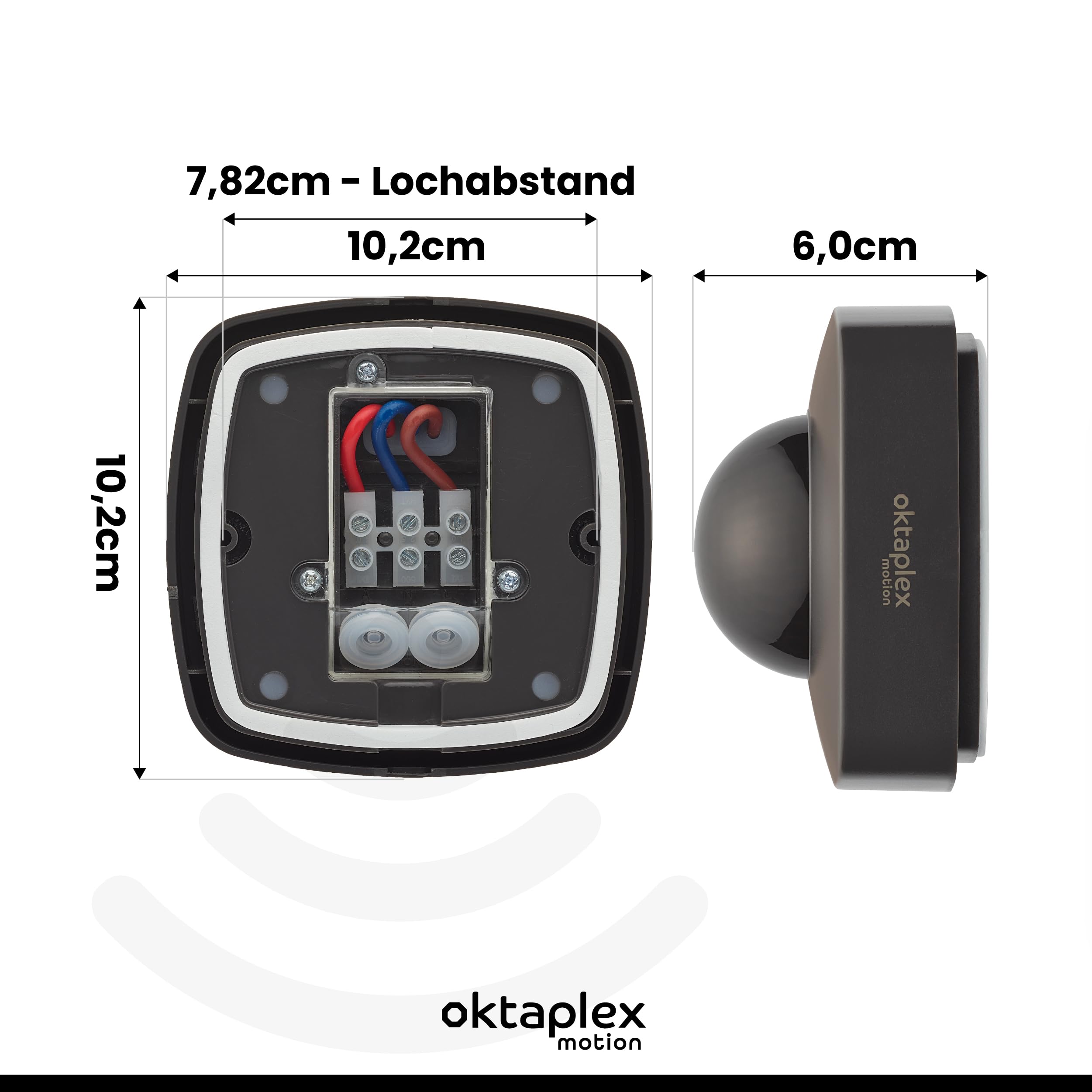 Oktaplex Tim zestaw 2 czujników obecności 360° do użytku zewnętrznego IP65 czujnik ruchu PIR antracyt 230 V