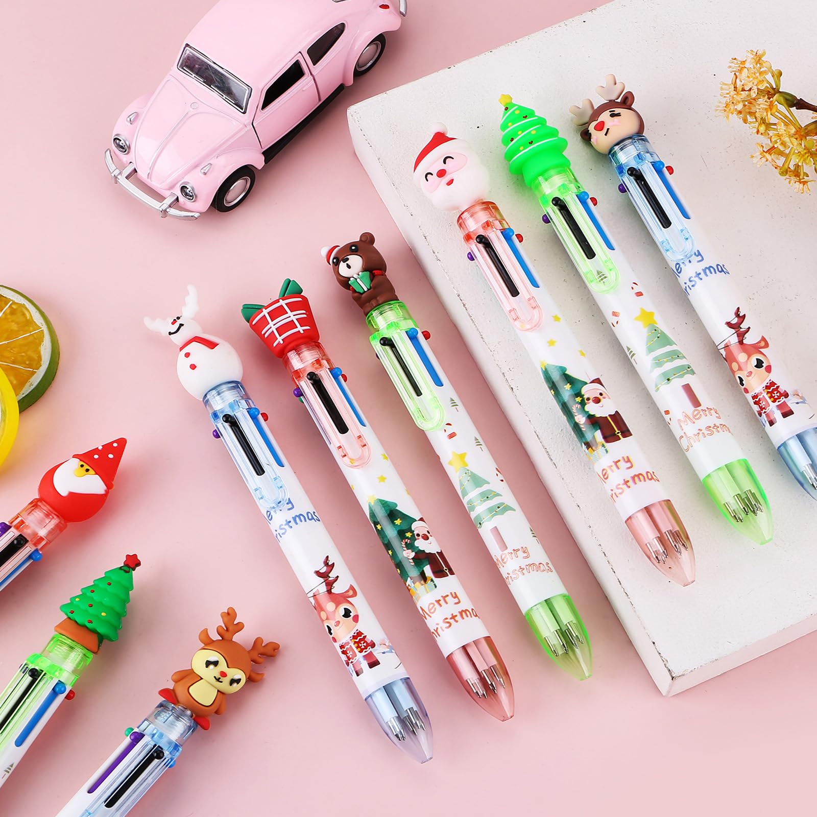 KAHEIGN 32 Pièces Stylo 4-en-1 Dessin Animé - Stylo Multicolore Rétractable Mignon 0.7mm Pour Enfants Et Étudiants