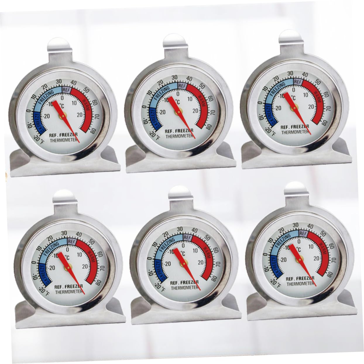 6 Pezzi termometro congelatore applicato frigo monitor del congelatore allarme congelatore senza fili termometro da ufficio temperatura dell'acciaio inossidabile Silver
