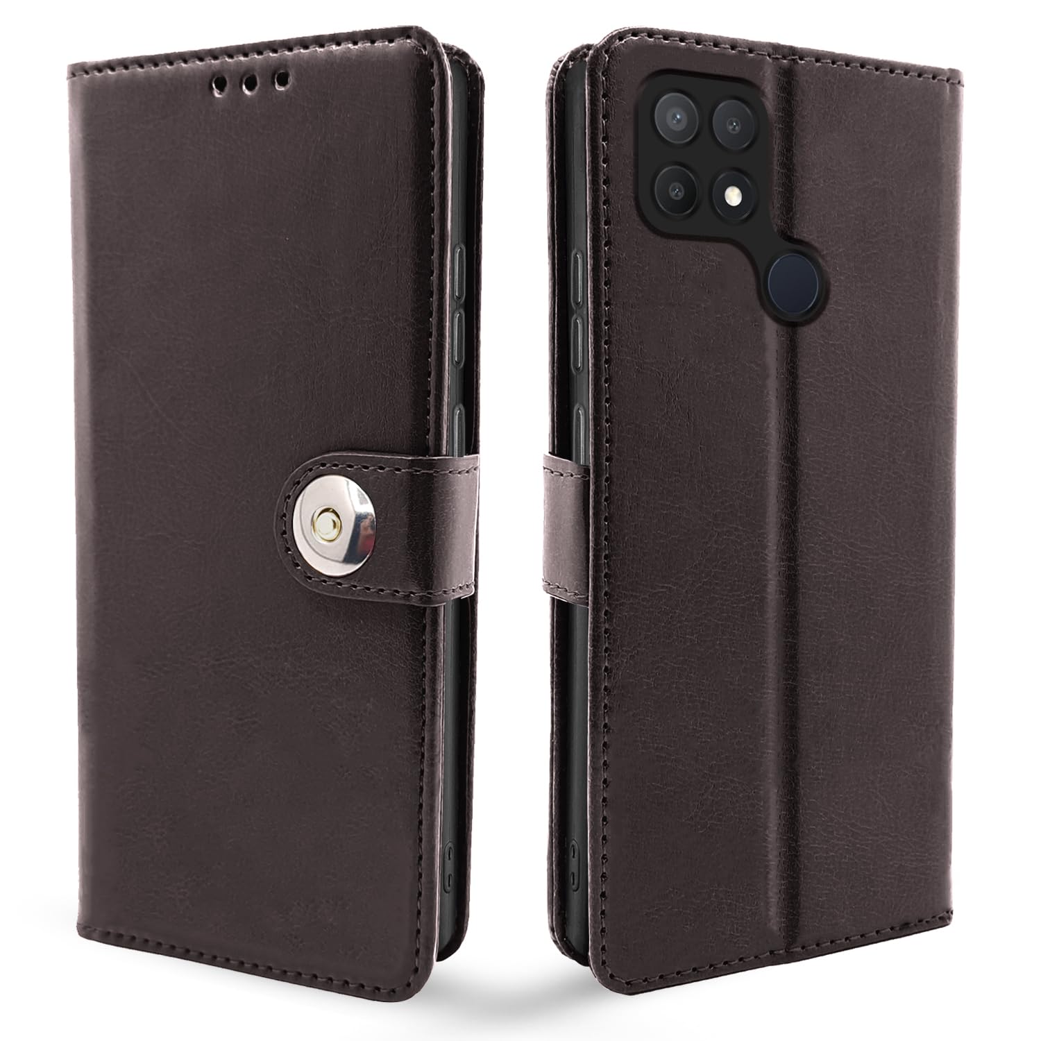 Pikkme Oppo A15 / A15s Flip Cover Leather Finish | Inside TPU with Card Pockets | Wallet Stand and Shock Proof | Complete Protection Button Flip Case (Coffee) (B0BZZFX3W9) Amazon Price History, Amazon Price Tracker