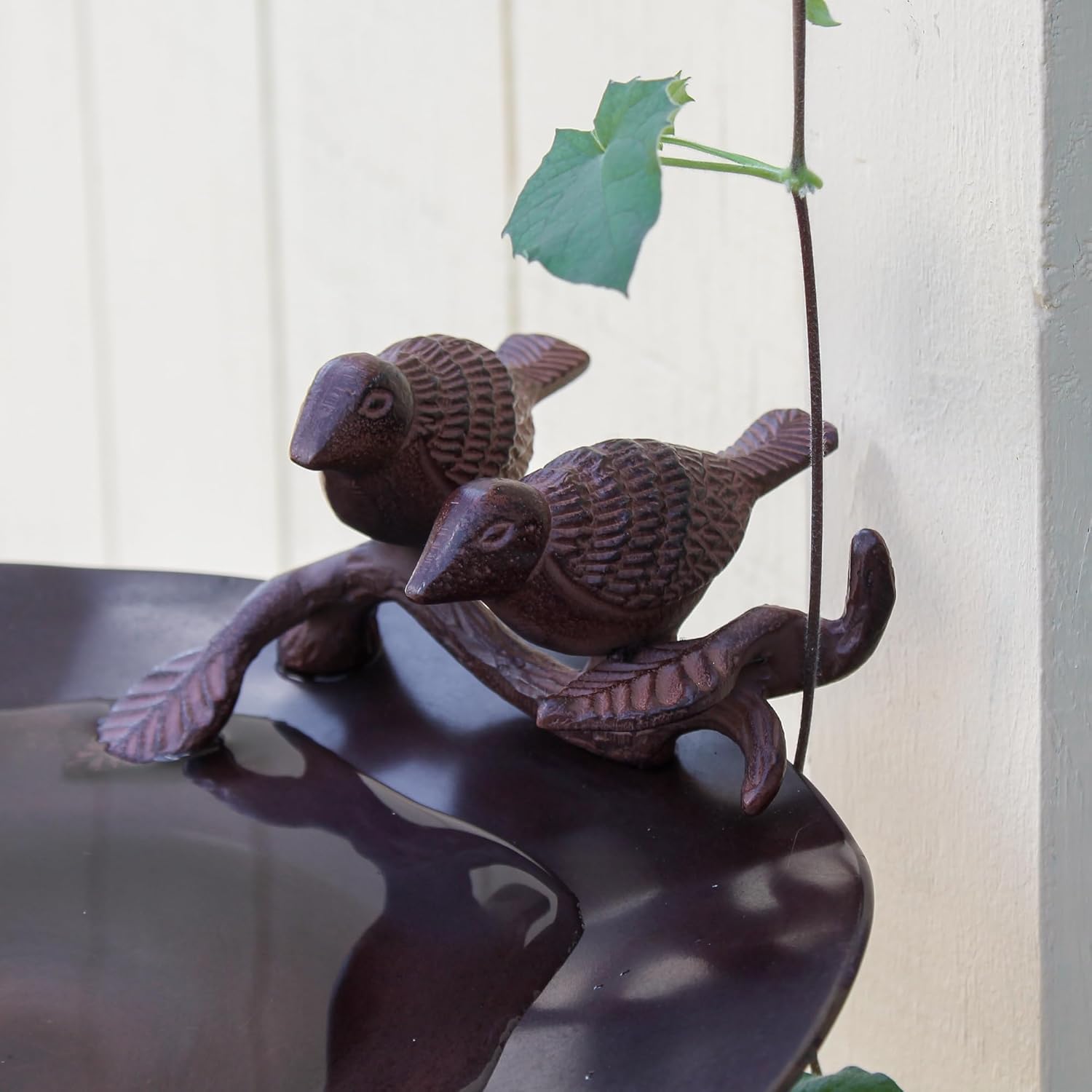 Antiqued Birdbath w/Birds- Wall Mount Bracket