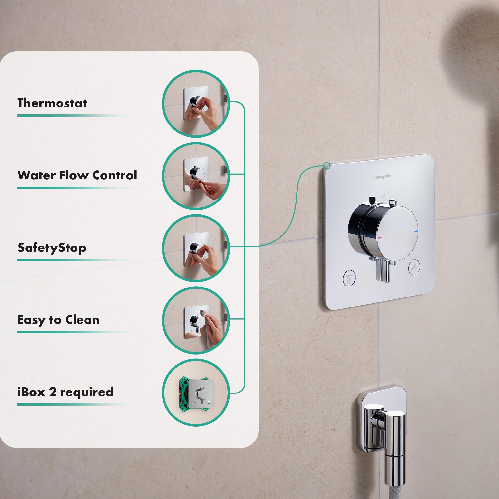 hansgrohe Ecostat Comfort Q - bateria termostatyczna podtynkowa, armatura łazienkowa z zabezpieczeniem przy 40 °C, termostat, kran do 2 odbiorników, chrom, 33713000