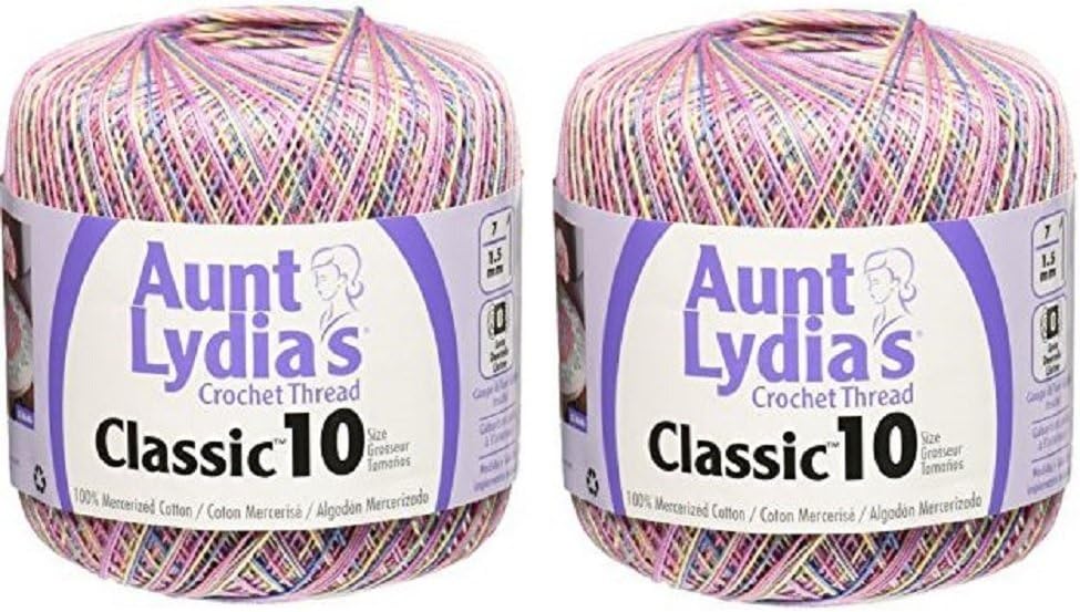 Aunt Lydia's Crochet Thread Variegated Size 10 (2Pack) Pastels