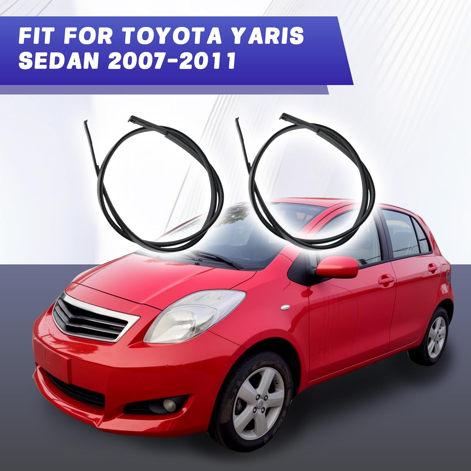 2PCS Left and Right Side Molding Side Drip Roof Trim Molding Compatible for Toyota Yaris for Sedan 2007-2011, Roof Drip Molding Strips Weatherstrip, Replace 7555152160 7555252140