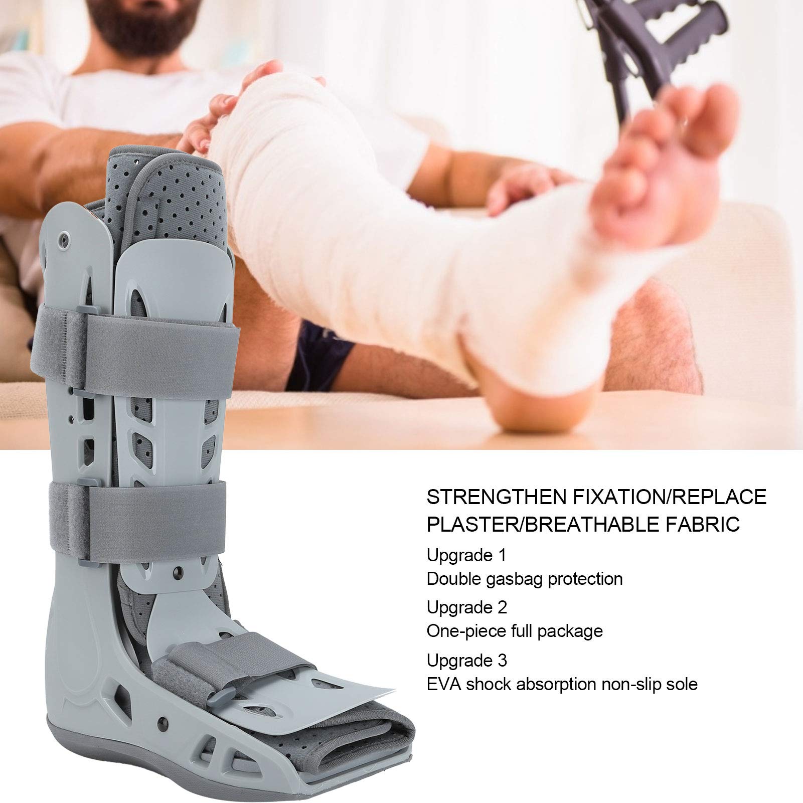 Férula Nocturna para Fascitis Plantar, estabilizador de pie con Doble Bolsa de Gas y absorción de Impactos de EVA para la recuperación del tendón de Aquiles del Dedo del pie Roto Corto (M)