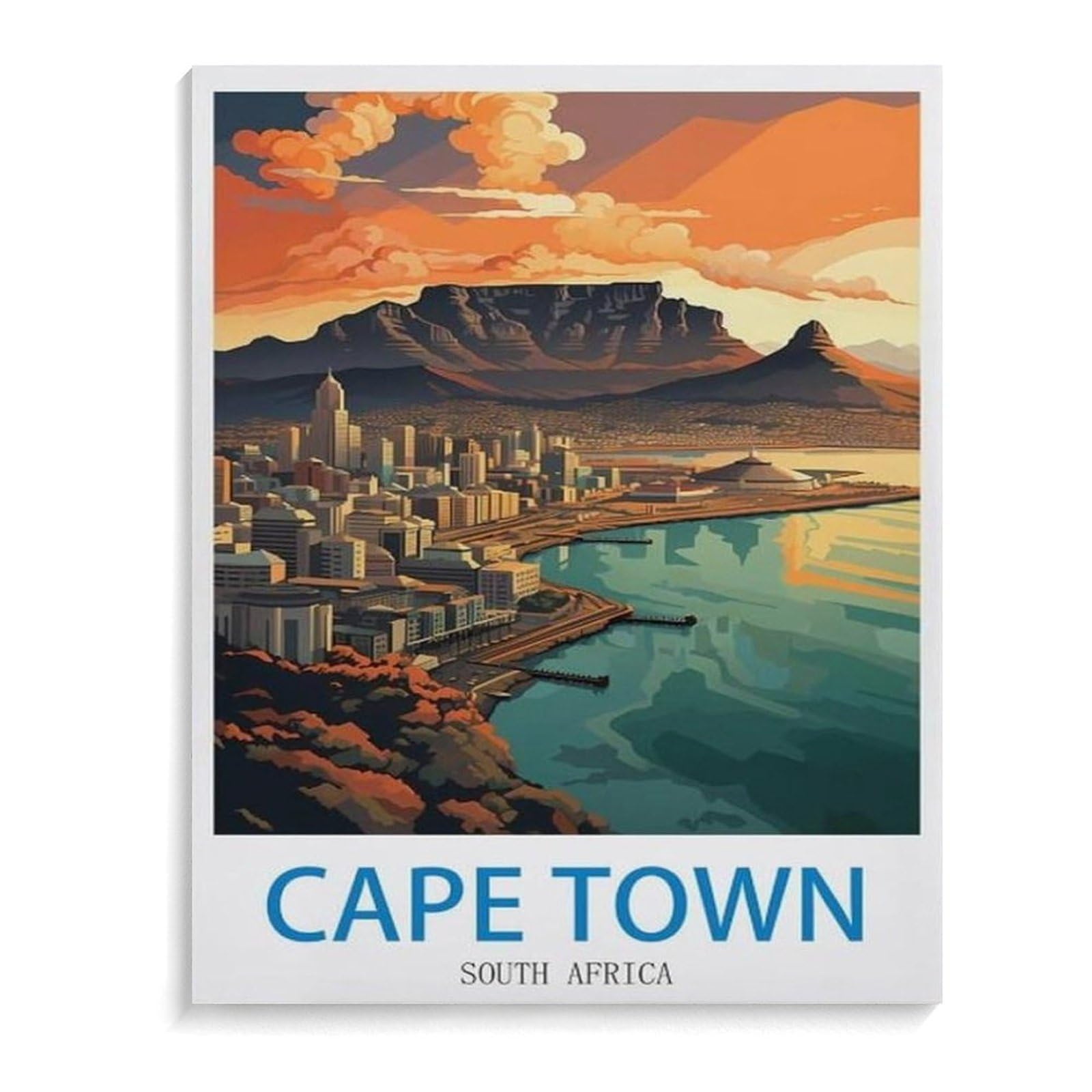 Beayodkp A12 Cape Town, South Africa，Paint By Number Diy Oil Painting Paint By Numbers Kits For Adults Beginner Canvas Acrylic Arts Craft For Home Wall Decor Drawing(40X50cm-M38