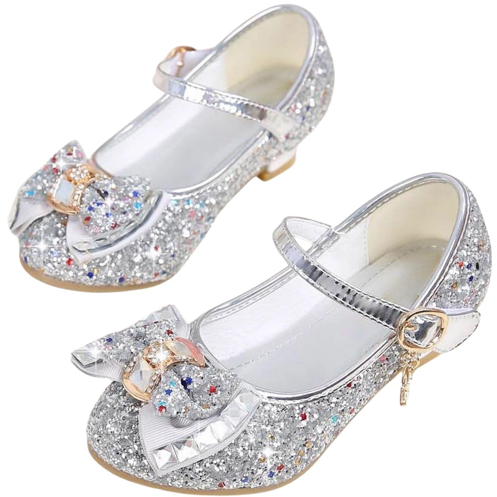 Stöckelschuhe für Mädchen Prinzessin Glitzer Absatz Schuh Ballerina