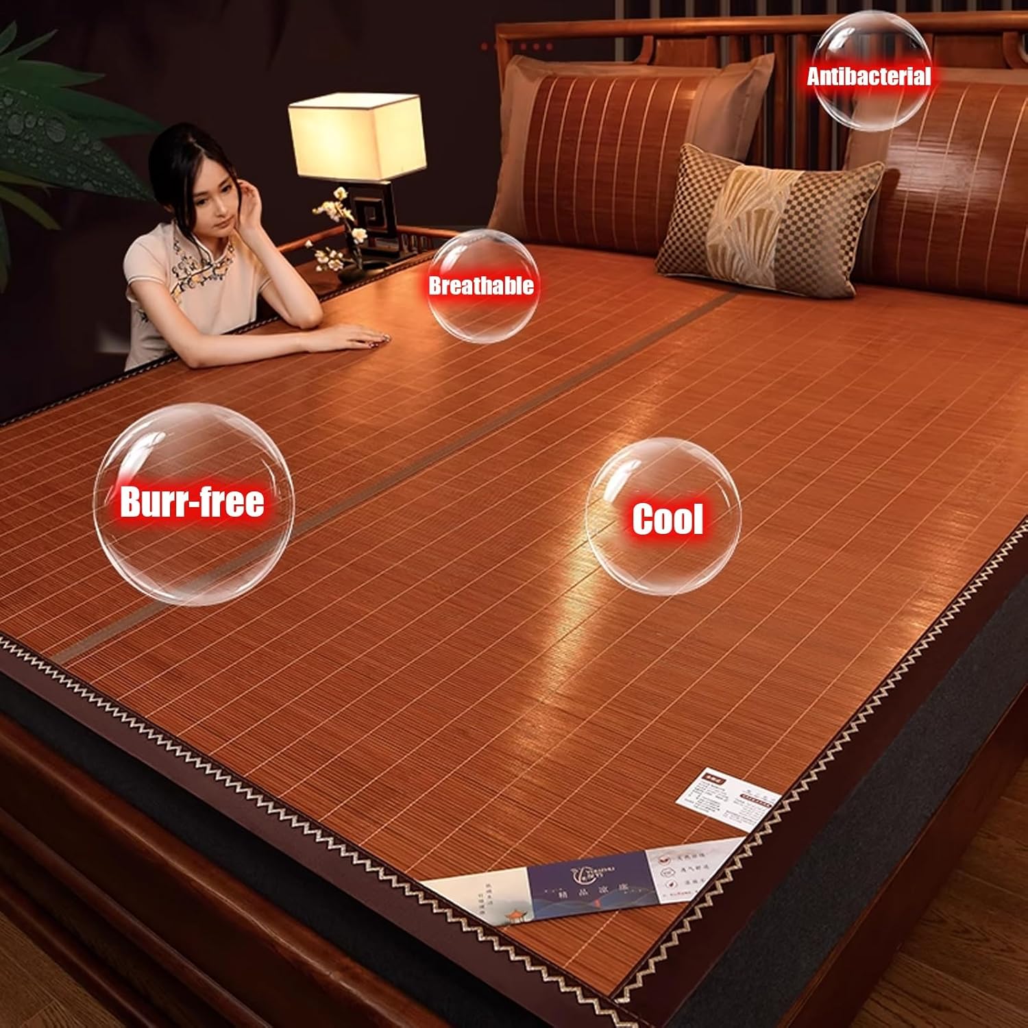 Sum mer Cooling Bamboo Sleeping Mat Foldable, Double King Size Mattress Topper Pad,Breathable Bed Sheet Air Conditioning Mat, Bedroom Essential for Sum mer Sleeping(110x190cm/43x75in)