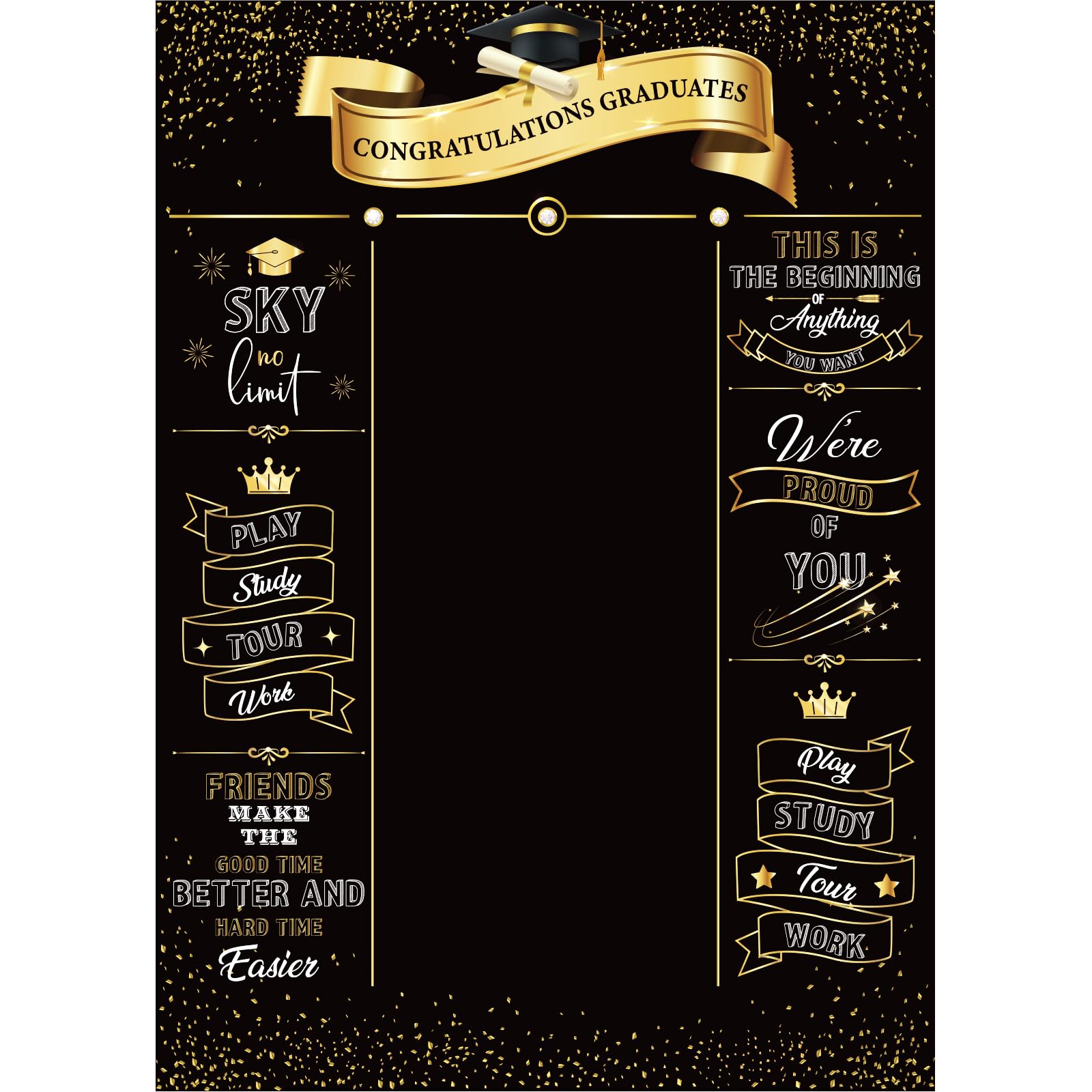 Tingjoo Sternennacht-Fotohintergrund – 2,1 X 1,5 M, Polyester, Schwarz-gold, Für Abschlussfeiern, Geburtstage & Partys, Inkl. Band & Klebepunkte