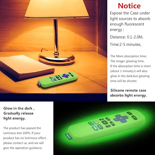 Miniatura 7 de Pinowu - Funda para control remoto (brilla en la oscuridad) compatible con Roku Simple Remote, funda de silicona antideslizante adecuada para Roku