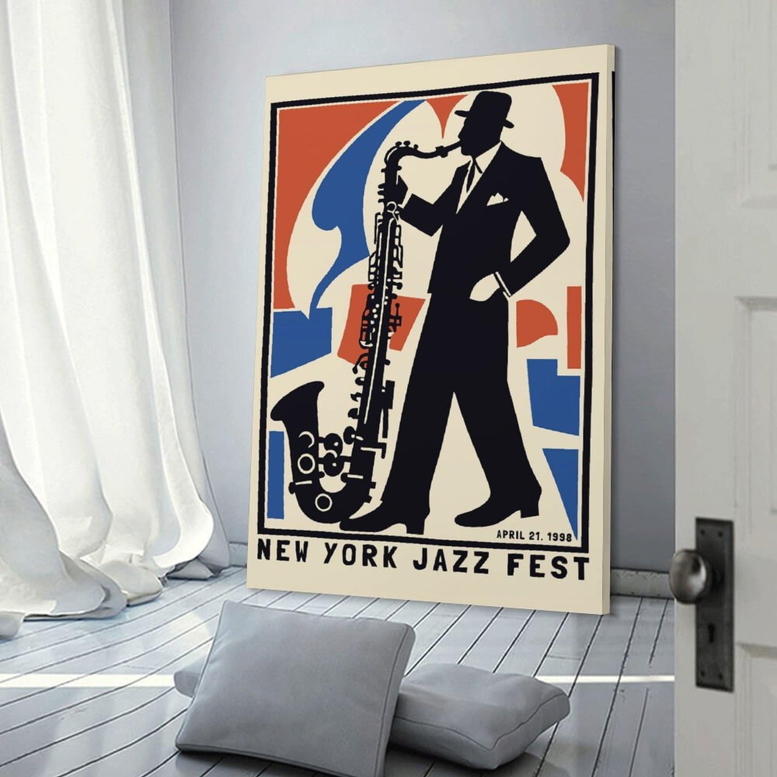 Junmoney Canvas Wall Picture New York Jazz Fest, 24x36inch(60x90cm), for Gallery Wall Decor And Room Displays, Decorative Artwork with Flexible Styling