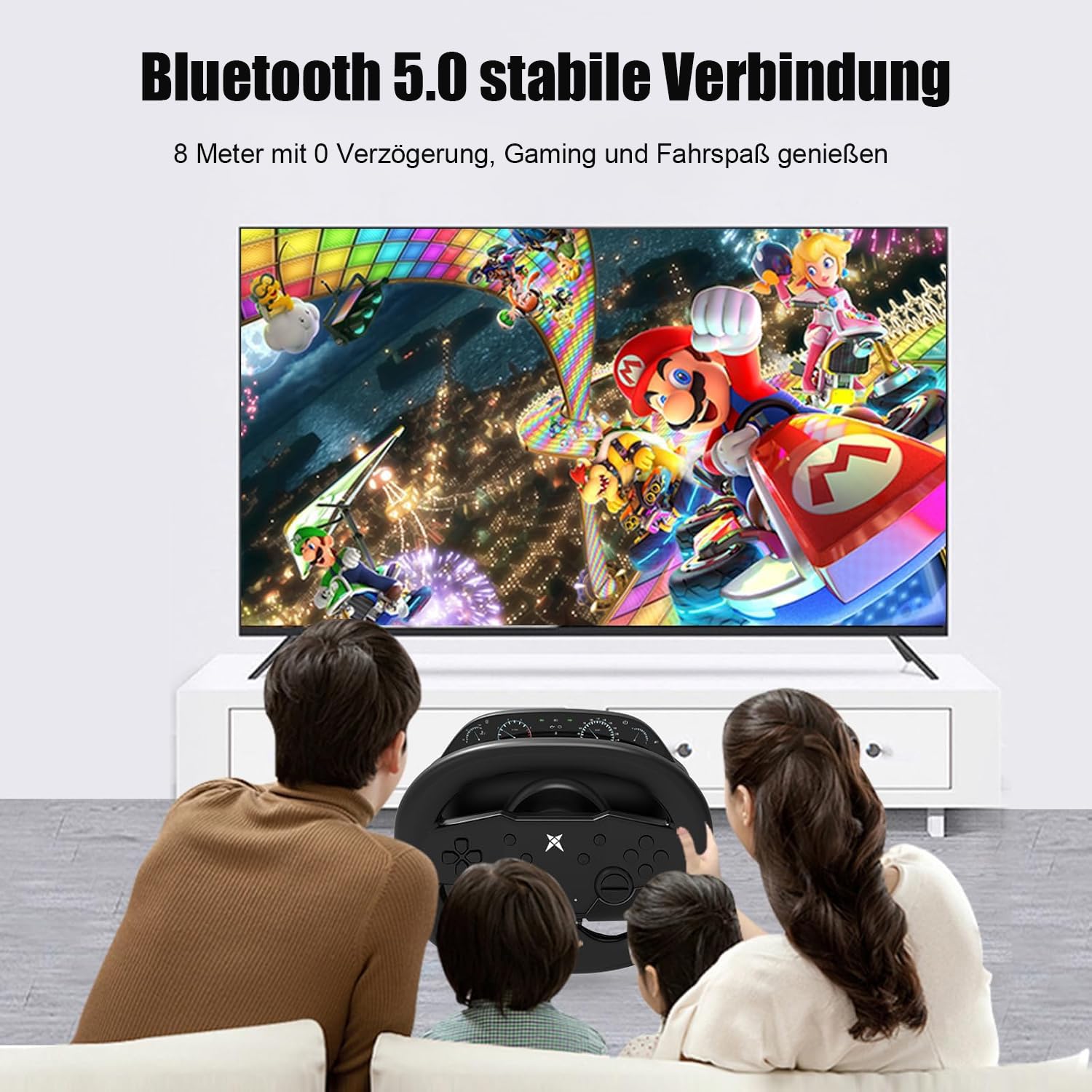 NBCP Gaming Lenkrad mit Pedalen,270 Grad PC Rennrad mit Dual-Vibration-Motoren,Drahtlose Bluetooth-Verbindung Lenkrad für P-4, PC, Switch, P-3, IOS, Android Rennspiele