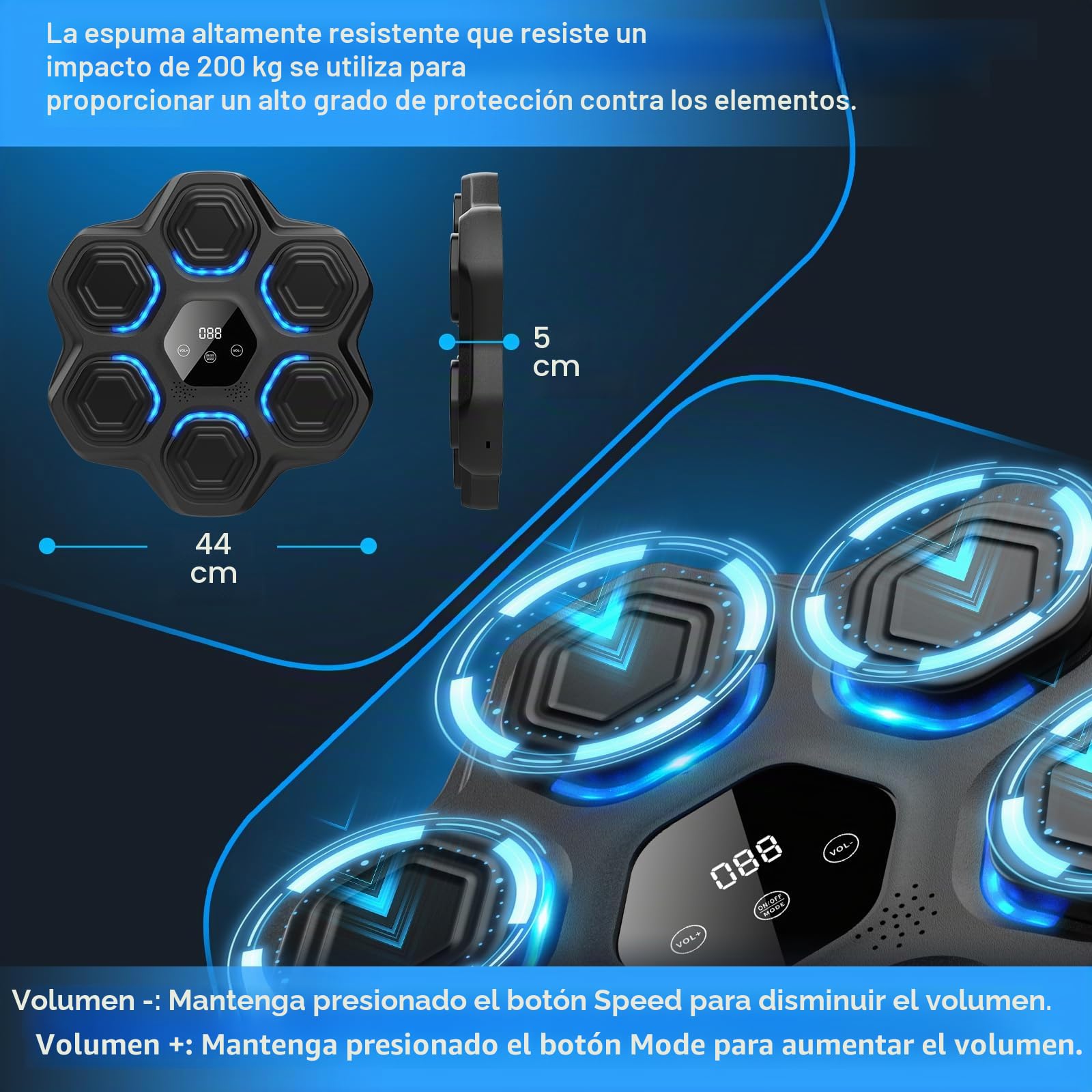 Máquina de Boxeo Musical Adulto Beatpunch Máquina Boxeo Música de Pared con Luz LED y Guantes de Boxeo, Beat Punch Máquina Boxeo Musical para Adultos/Niños, Artículos de Entrenamiento para Boxeo Casa