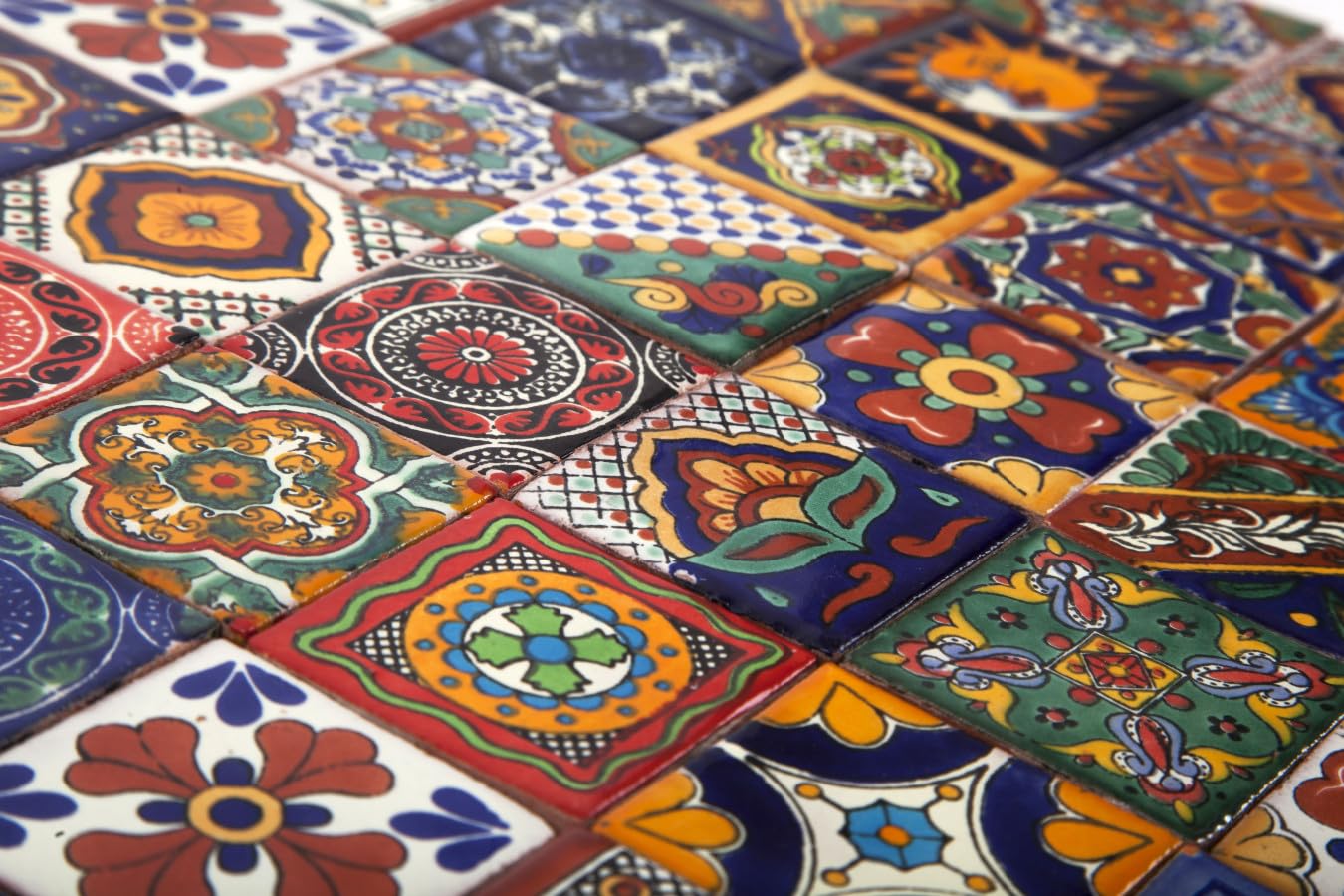 Cerames Salazar - 60 azulejos de cerámica mexicanos decorativos para baño, cocina, ducha, escaleras, pared trasera de cocina, azulejos de mosaico de cerámica, 5 x 5 cm
