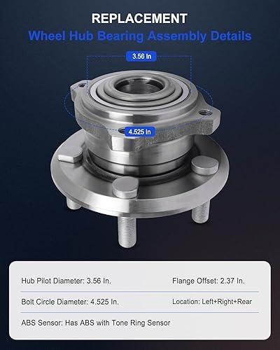 Miniatura 5 de ECCPP Buje de rueda y conjunto de rodamiento trasero 512369 para Dodge Charger 2009-2014, 2009-2014 300, 2008-2014 para Dodge Challenger Reemplazo