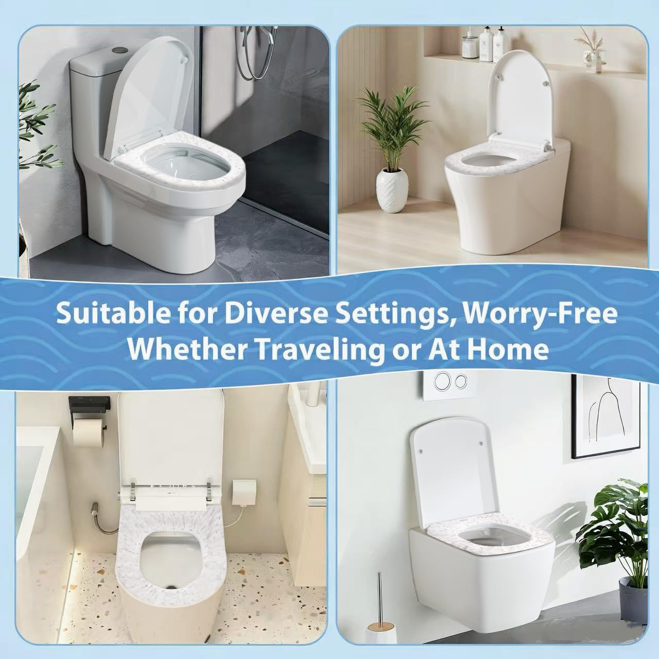 Disposable Toilet Seat Covers, 800PCS.Waterproof Non-Woven Fabric, Individually Wrapped, Portable for Travel, Hotel, Hospital, Public Toilet (Cartoon Print)