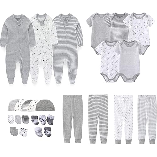 Newborn Layette Gift Set 27-Piece Baby Girl Clothes Bodysuits, Pants Essentials and Accessories 0-6Months