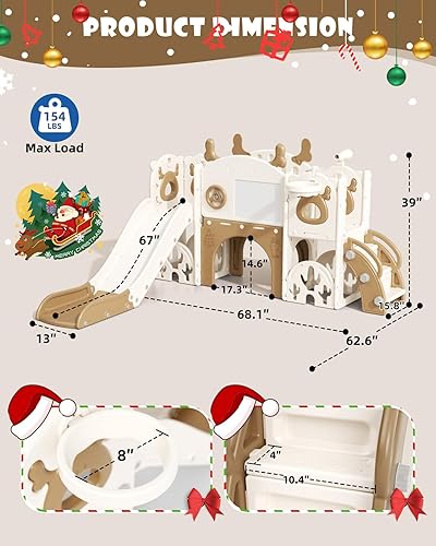 Miniatura 5 de XJD Tobogán infantil 13 en 1 para niños pequeños, nueva actualización con juego de golf, aro de baloncesto, tabla de dibujo para juego en interiores