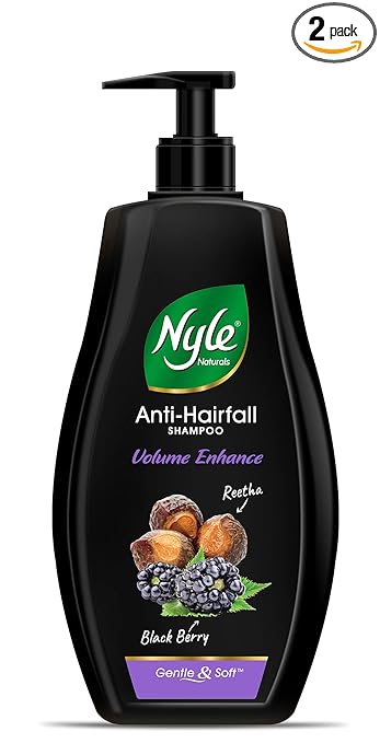 Nyle Naturals Volume Enhance Anti Hairfall Shampoo, With Reetha And Blackberry, Gentle and soft shampoo , PH balanced and Paraben free, For Men and Women, 800ml