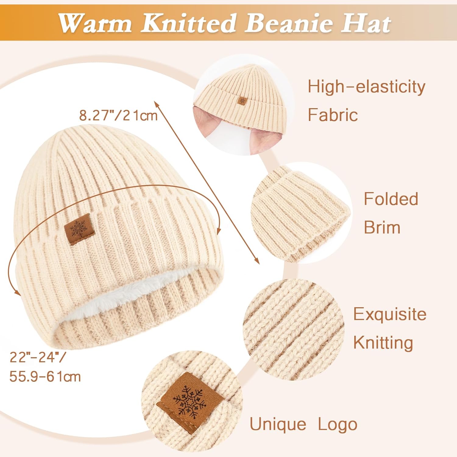 Premillow Winter Beanie Hat Scarf Gloves Set for Women, Slouchy Womens Winter Hats Long Scarf Touchscreen Gloves 3 in 1 Set - Image 3