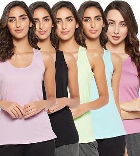 Clovia Women's Cotton Regular Fit Pack of 5 Camisole Price In India