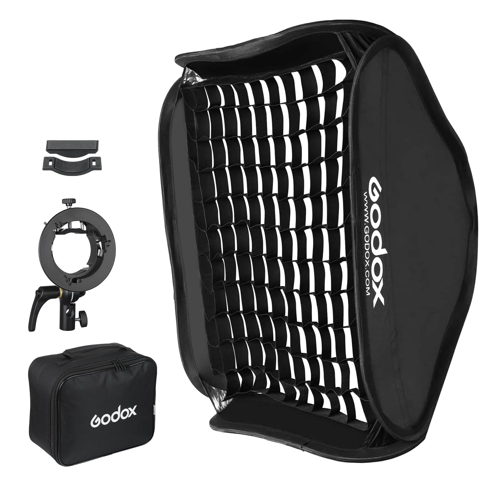 Godox Softbox Kit mit S2 S-Mount Bowens Blitzhalter mit Gitter 32 x 32 Inch.80 x 80 cm, passend für Studio Godox V1, AD200PRO, V860II, TT685, TT350, AD400PRO