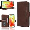 Oukitel C33 Case, Oukitel C33 Cover, Pokaas Notebook Type Cover, Smartphone Case, Card Storage, Horizontal Stand Function, Side Magnet, Shock Absorption, Abrasion Resistant, Stain Resistant, Strap Hole Included, Full Protective Cover with Stealth Card Slot Pocket Oukitel C33, Brown