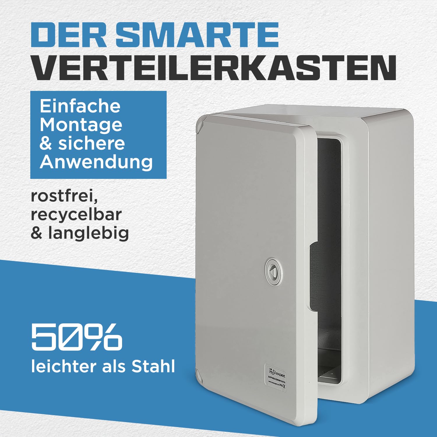 BOXEXPERT Verteilerkasten außen IP65 ABS Kunststoff 300x200x130mm Serie Fleet wasserdicht Schaltschrank Wandschrank Industriegehäuse Leergehäuse grau