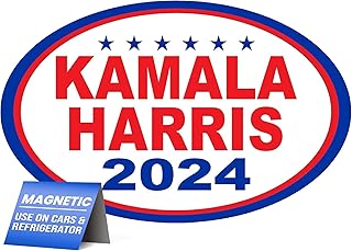 Kamala Harris 2024 Magnetic Bumper Sticker Oval, Share w/Family & Friends - Political Sticker for Vehicle, Refrigerator - Car Magnet Decal, Waterproof, Room & Wall Decor, Gift, Collection -3.5"x5.5"