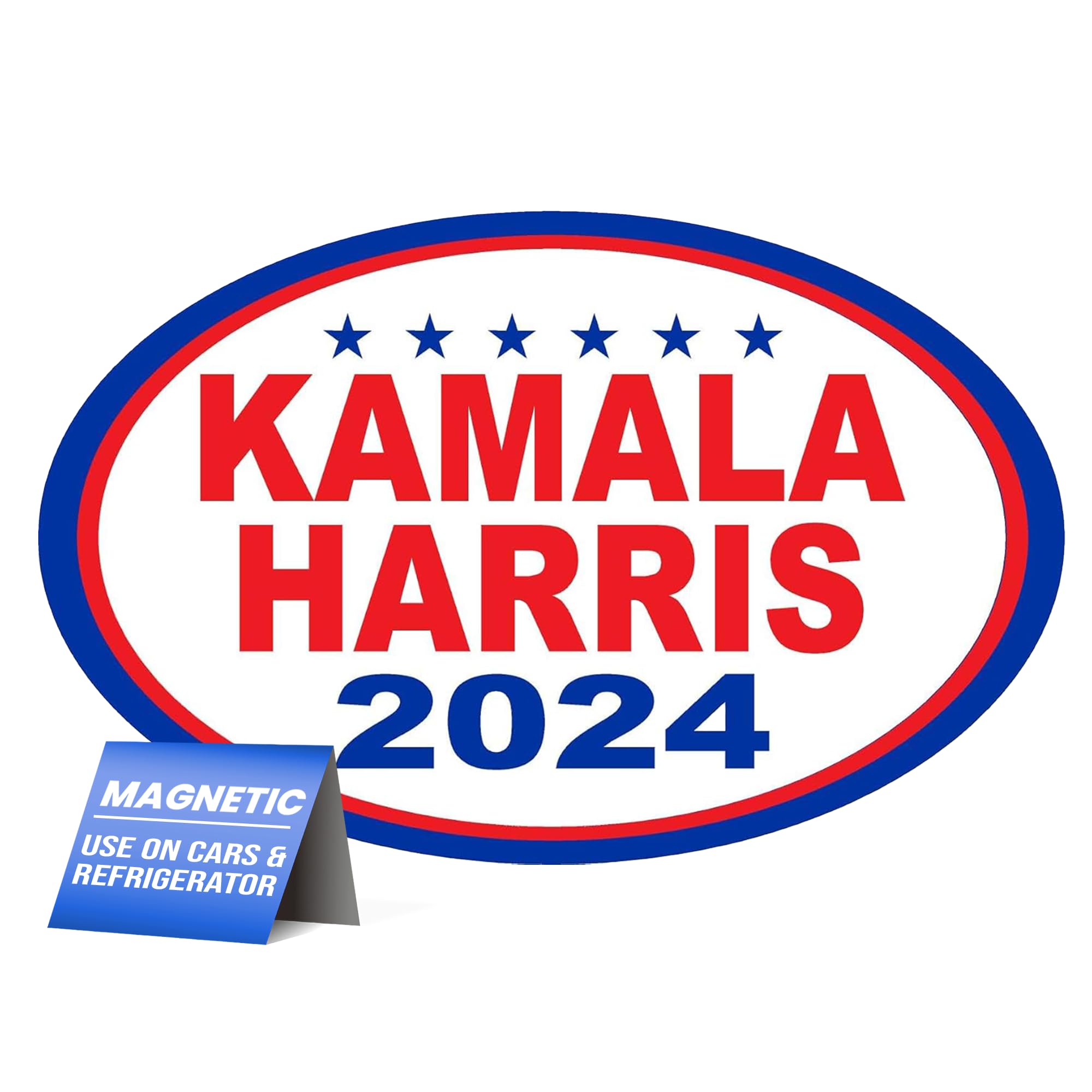 Kamala Harris 2024 Magnetic Bumper Sticker Oval, Share w/Family & Friends - Political Sticker for Vehicle, Refrigerator - Car Magnet Decal, Waterproof, Room & Wall Decor, Gift, Collection -3.5