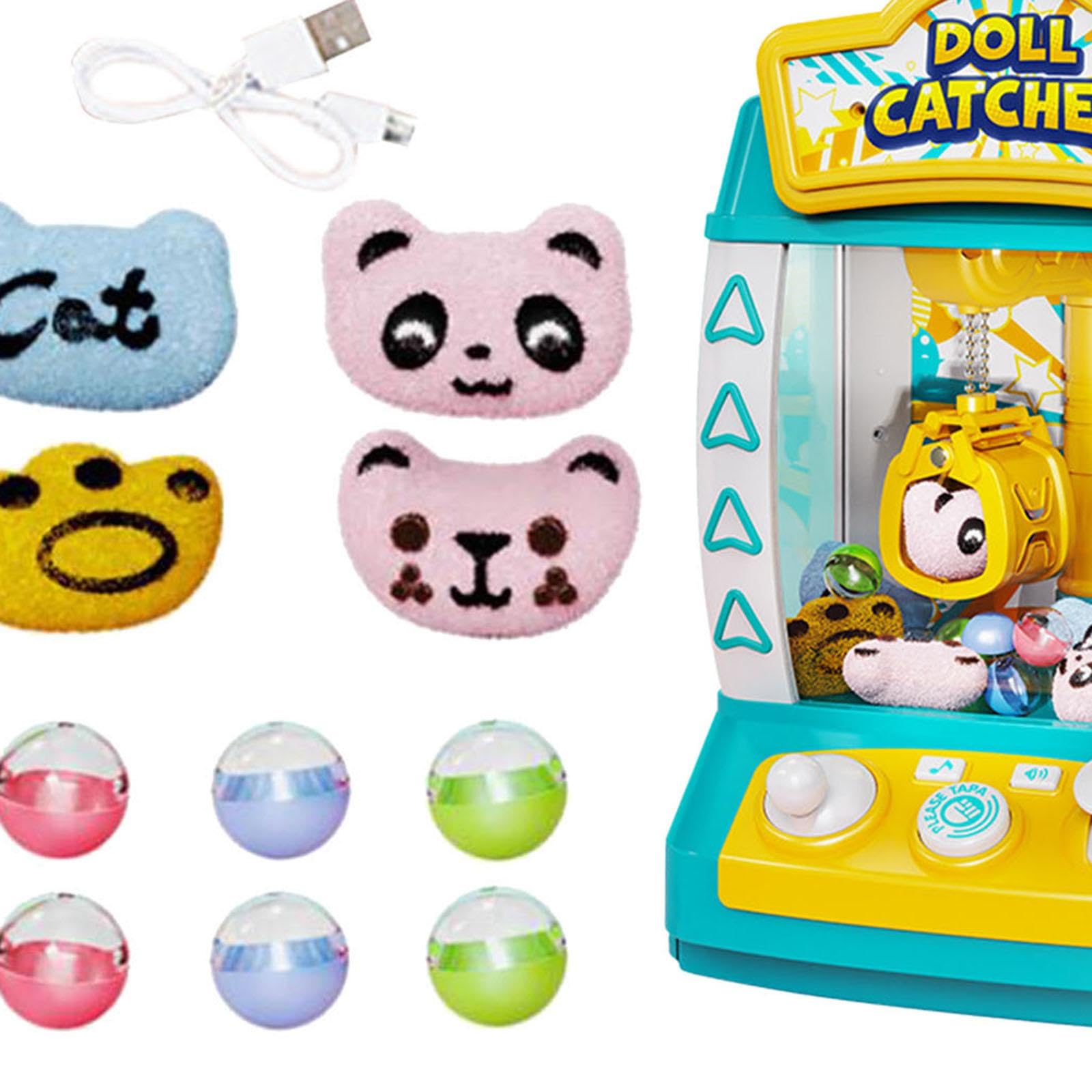 Máquina de Garra Electrónica Mini Máquinas Expendedoras Arcade Dispensador de Juguete Musical para Niños y Adultos Adecuado para Reuniones, Verde 4 Muñecas