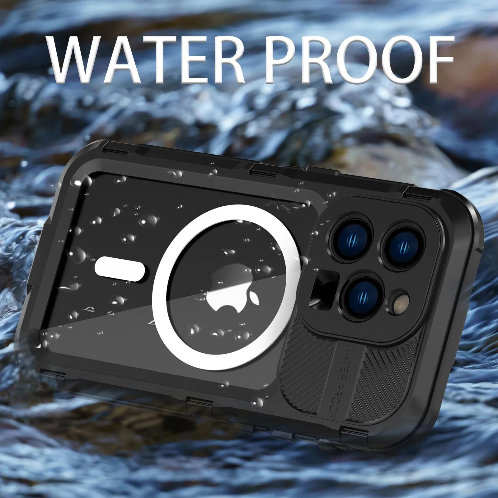 Estuche Impermeable para iPhone 15 Pro Max/15 Pro/15 Plus/15, IP68 Estuche Resistente a Prueba de Golpes de Cuerpo Completo de Metal Resistente al Agua Grado Militar