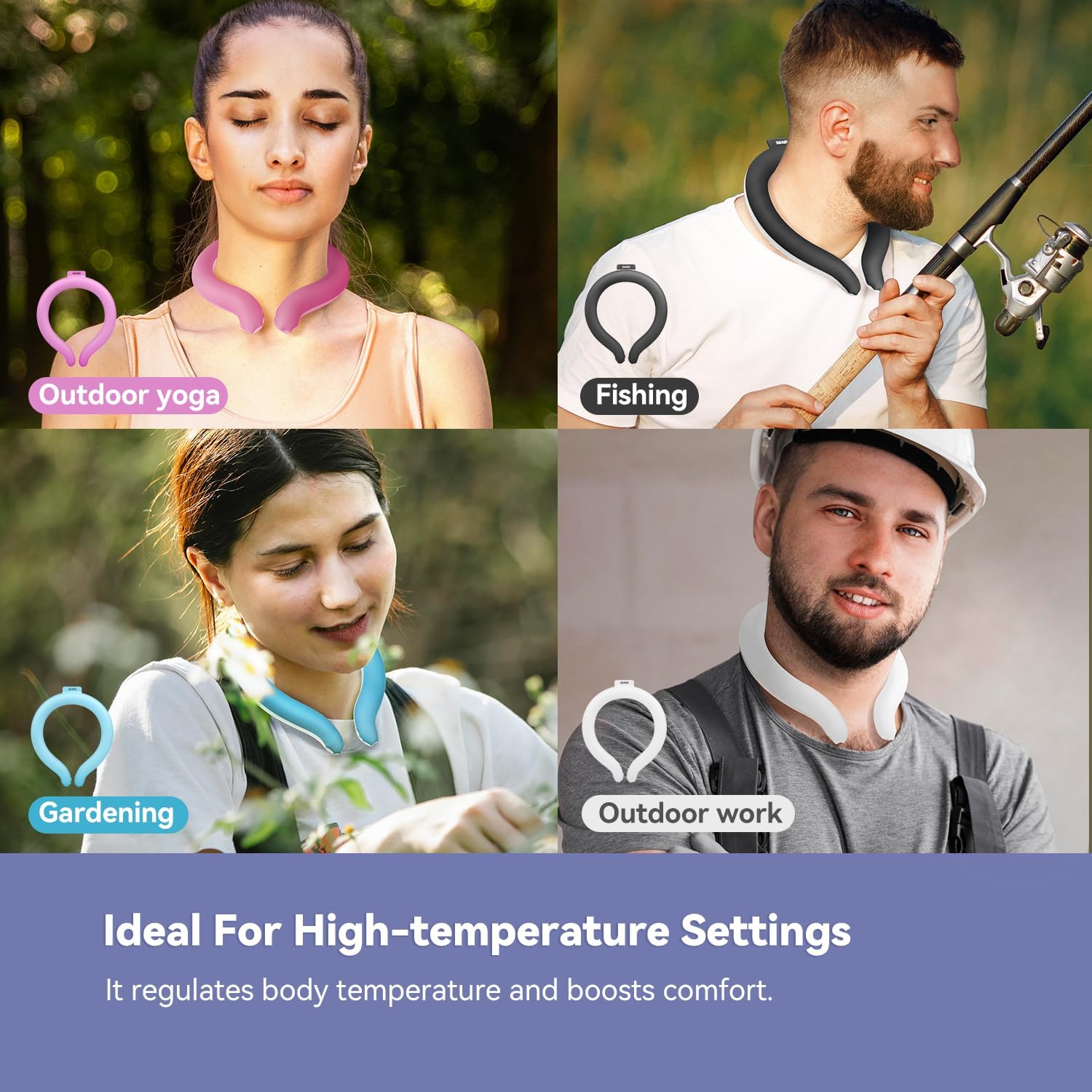Neck Cooling Tube(with Cooler Bag),hot Weather Reusable Long-Lasting Cooling Relief Cooler, Suitable for Men and Women Outdoor and Indoor, Sports, Travel use(Purple)