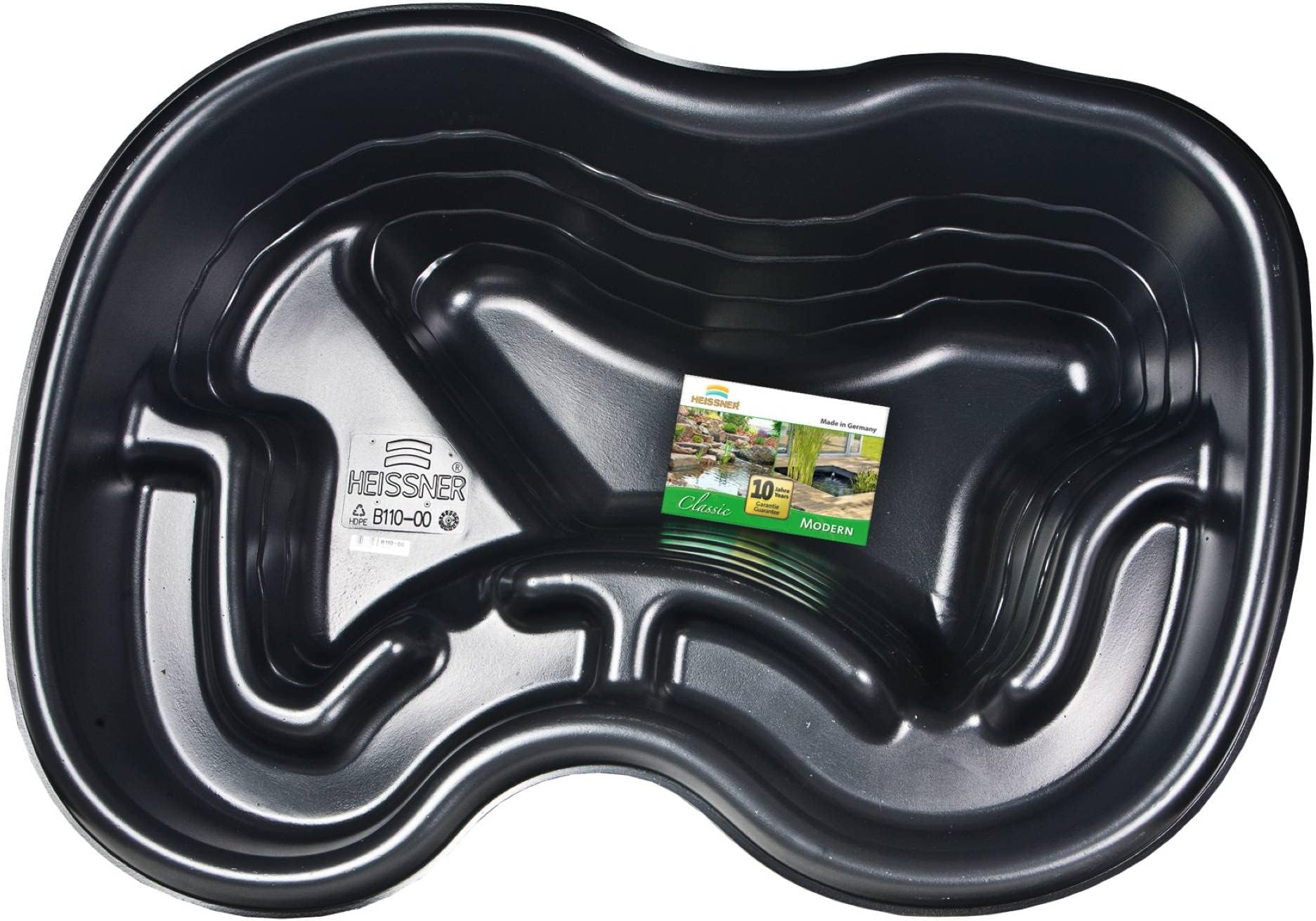 Heissner B110-00 120cm x 90cm x 40cm Plastic Seater Preformed Pond Basin - Black